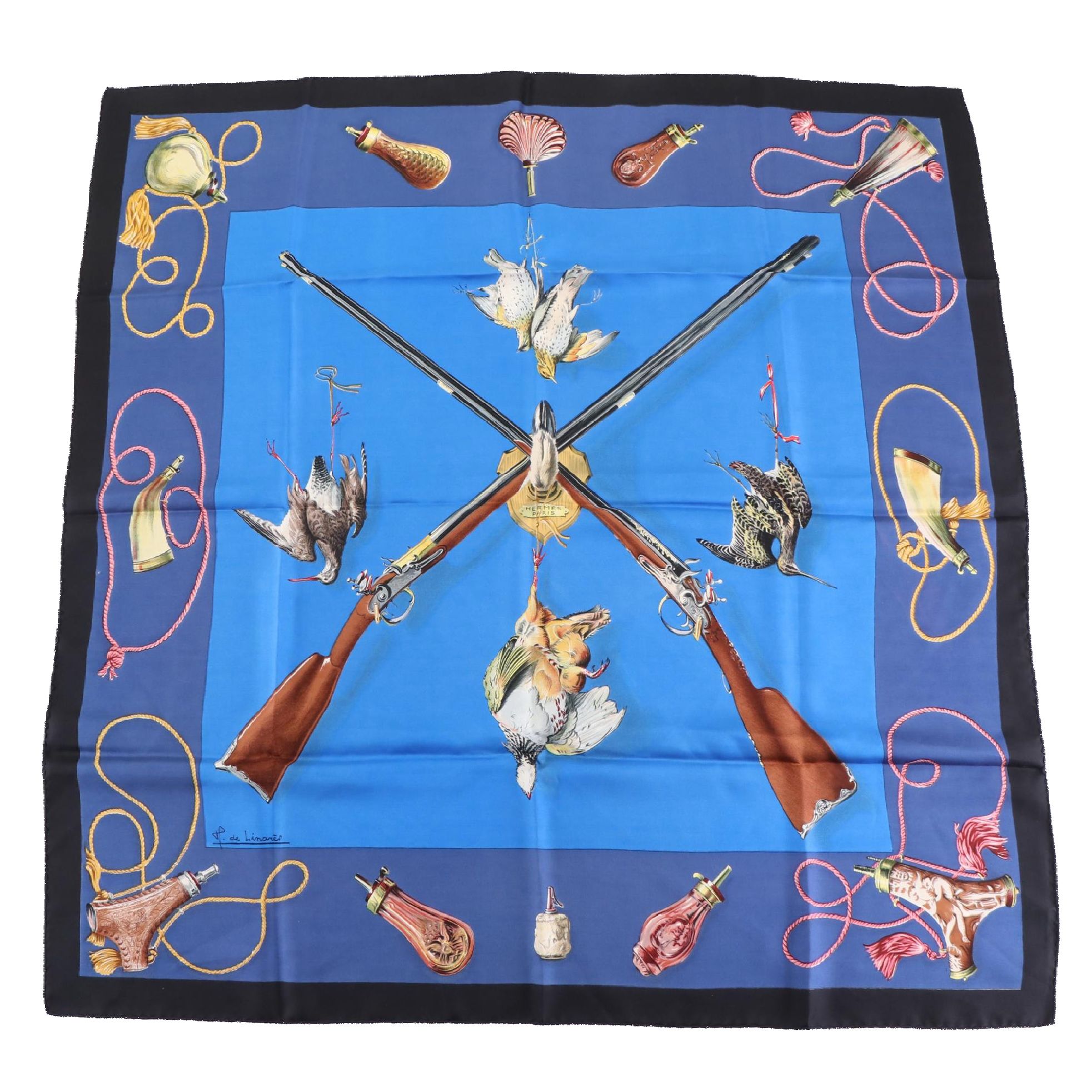 Hermès "Les Fusils" Scarf 90 in Silk Twill