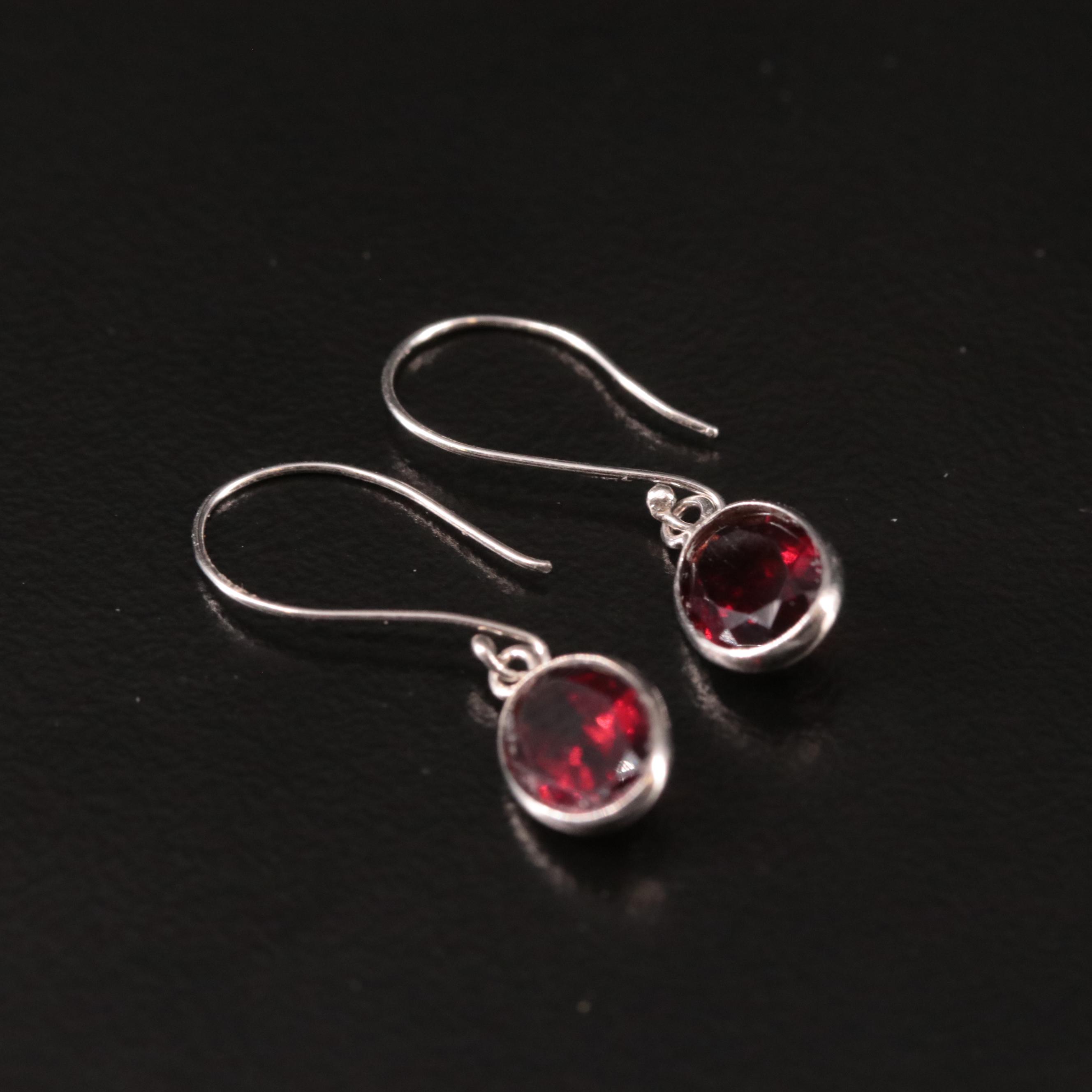 14K Garnet Dangle Earrings