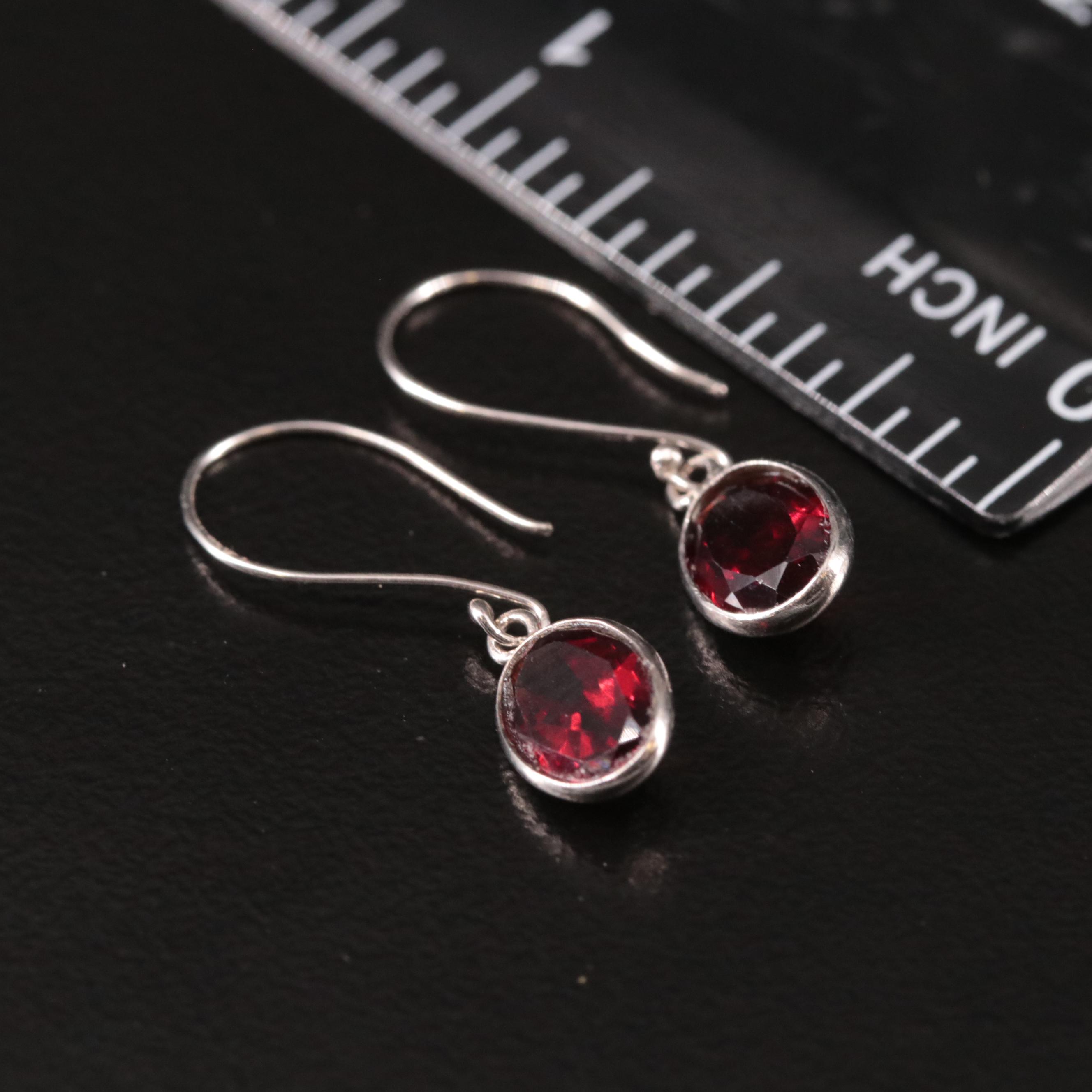 14K Garnet Dangle Earrings