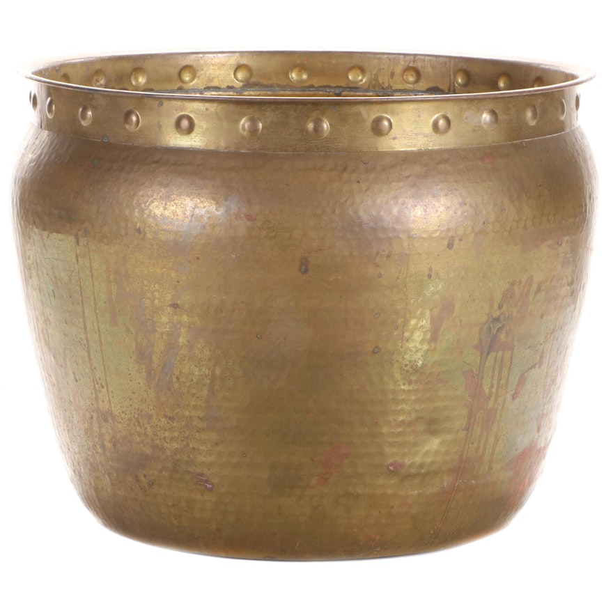 Hammered Brass Floor Planter