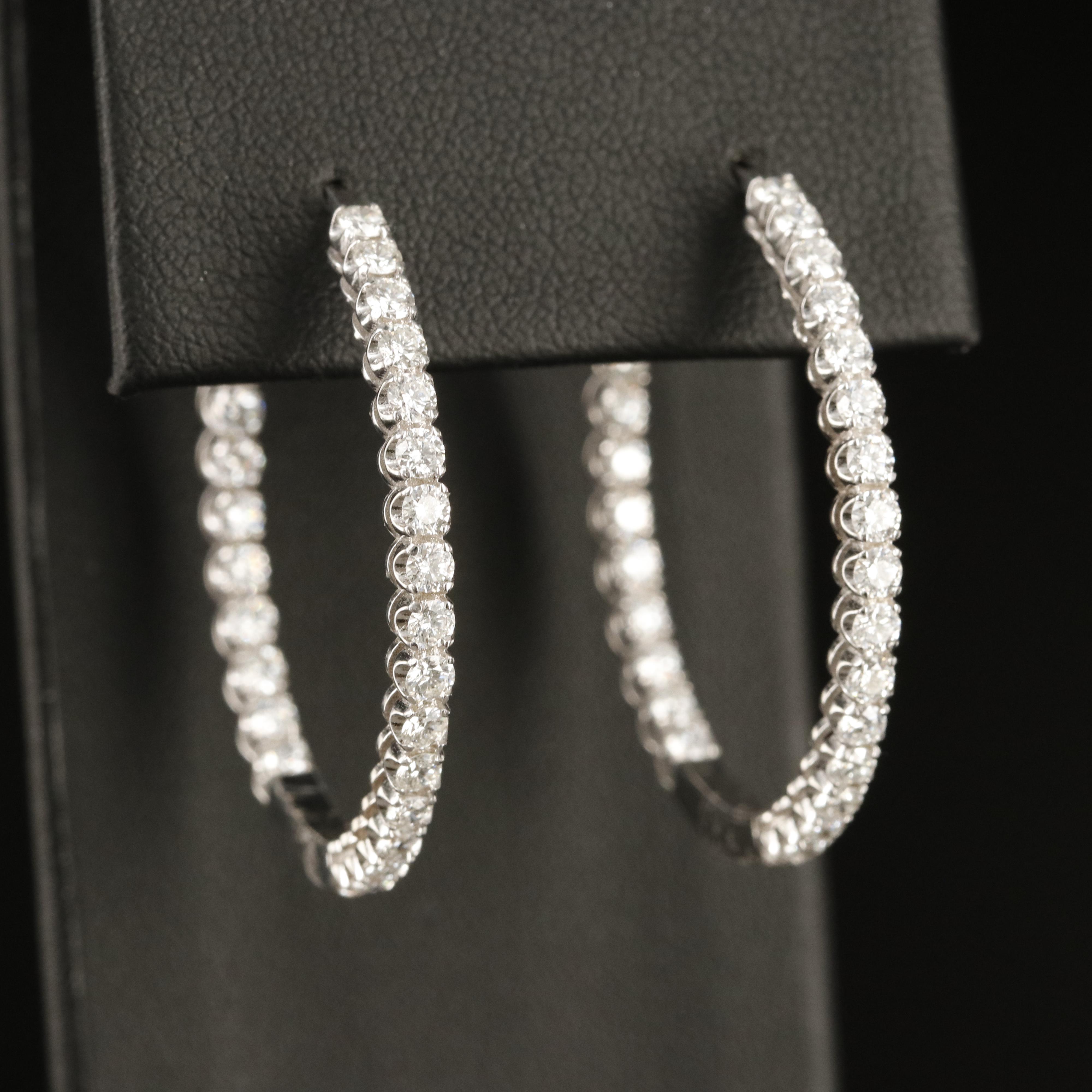 14K 2.69 CTW Diamond Inside-Out Hoop Earrings