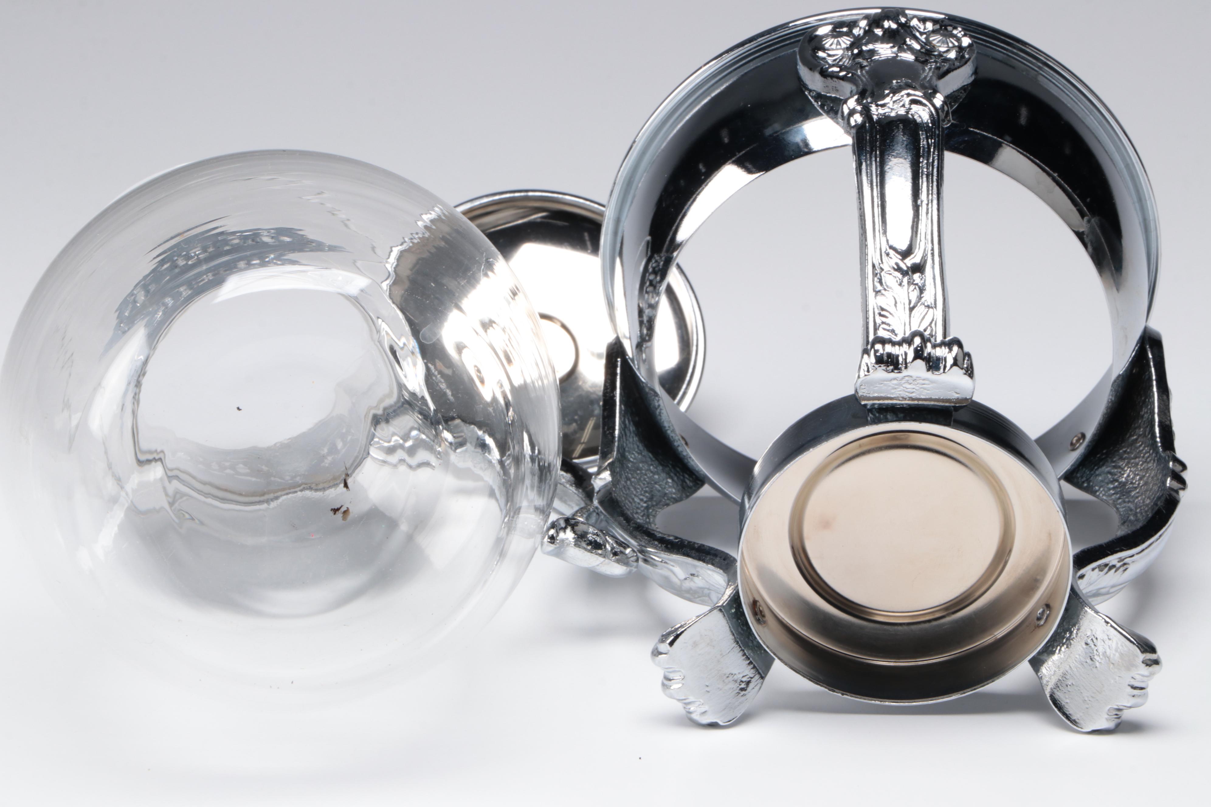 Anchor Hocking "Old Colony" Lace Edge Milk Glass Compote with Other Tableware