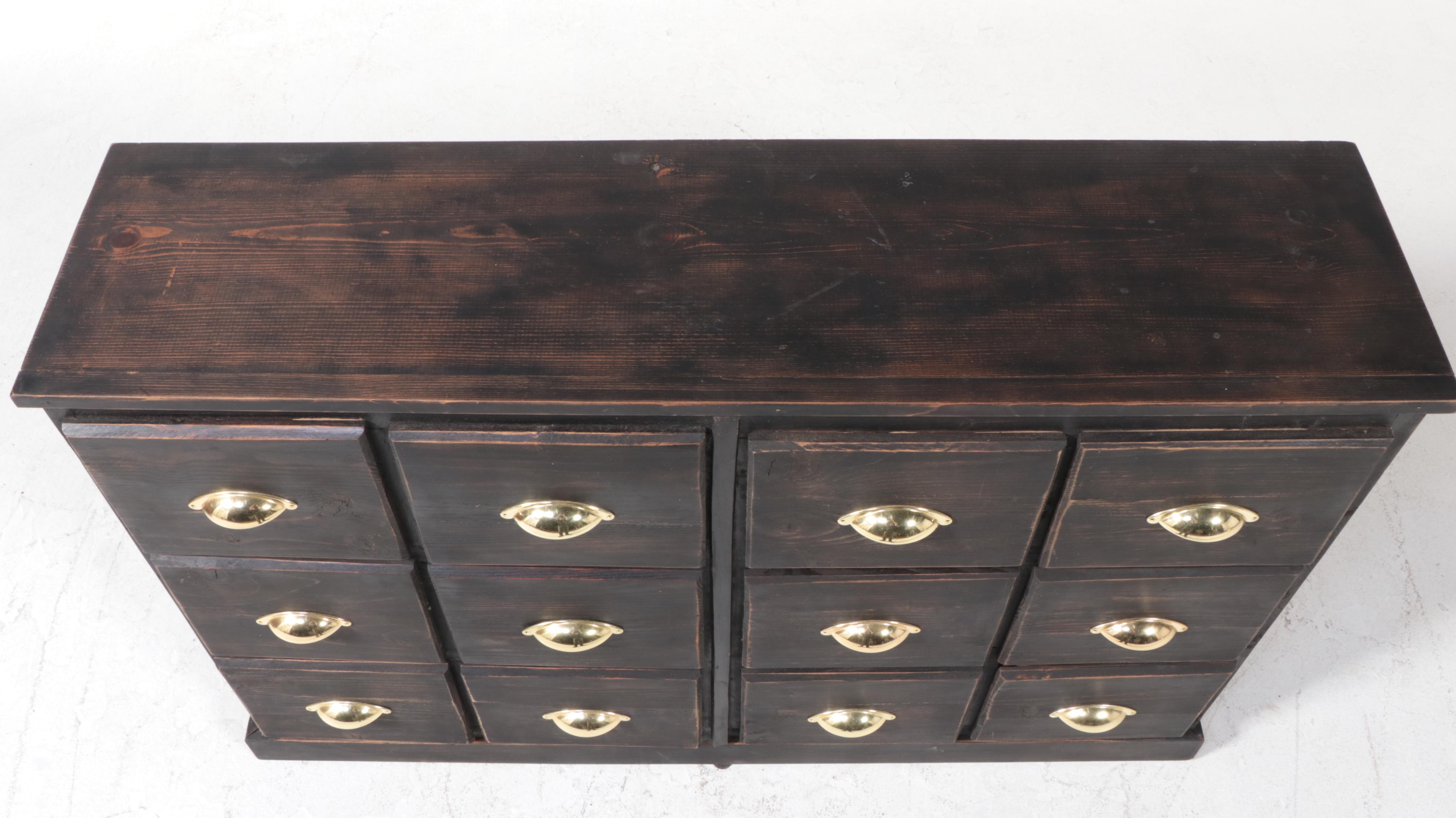 Ebonized Pine Apothecary Style Cabinet