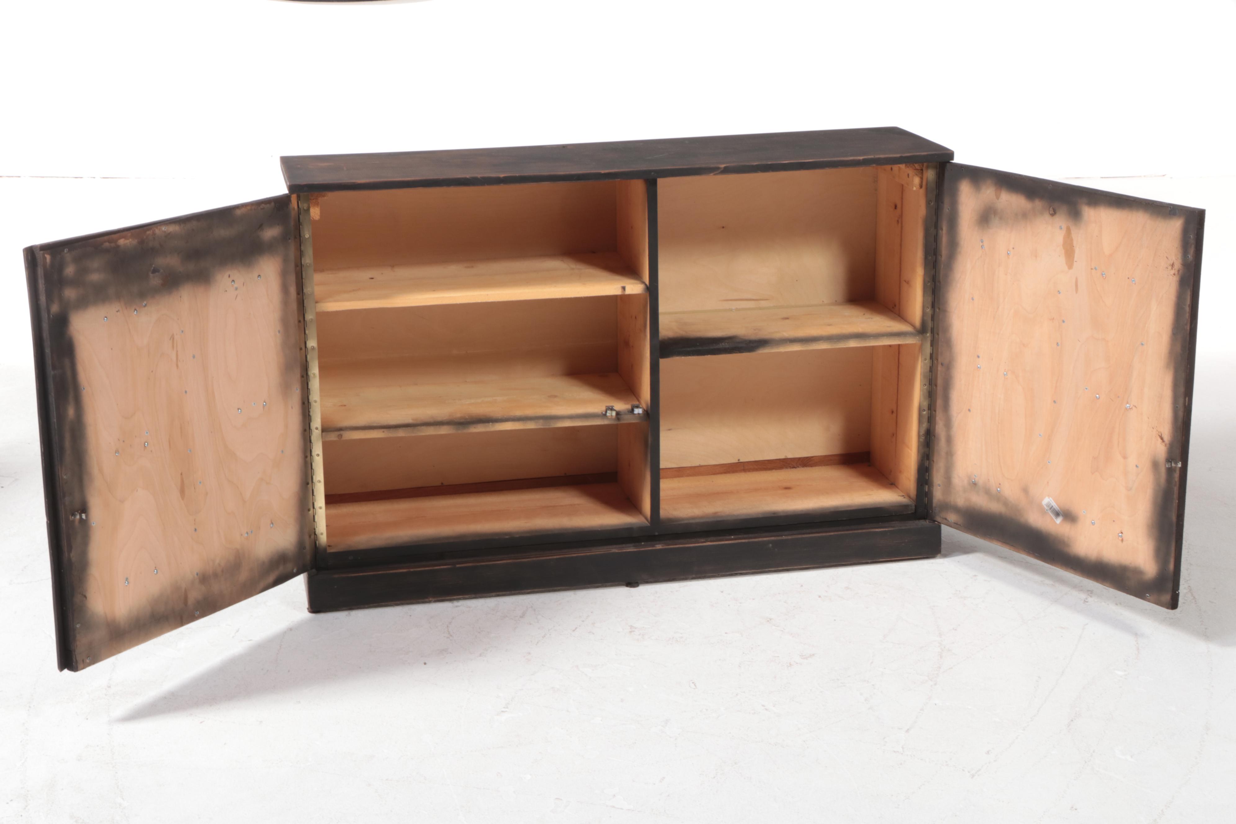 Ebonized Pine Apothecary Style Cabinet