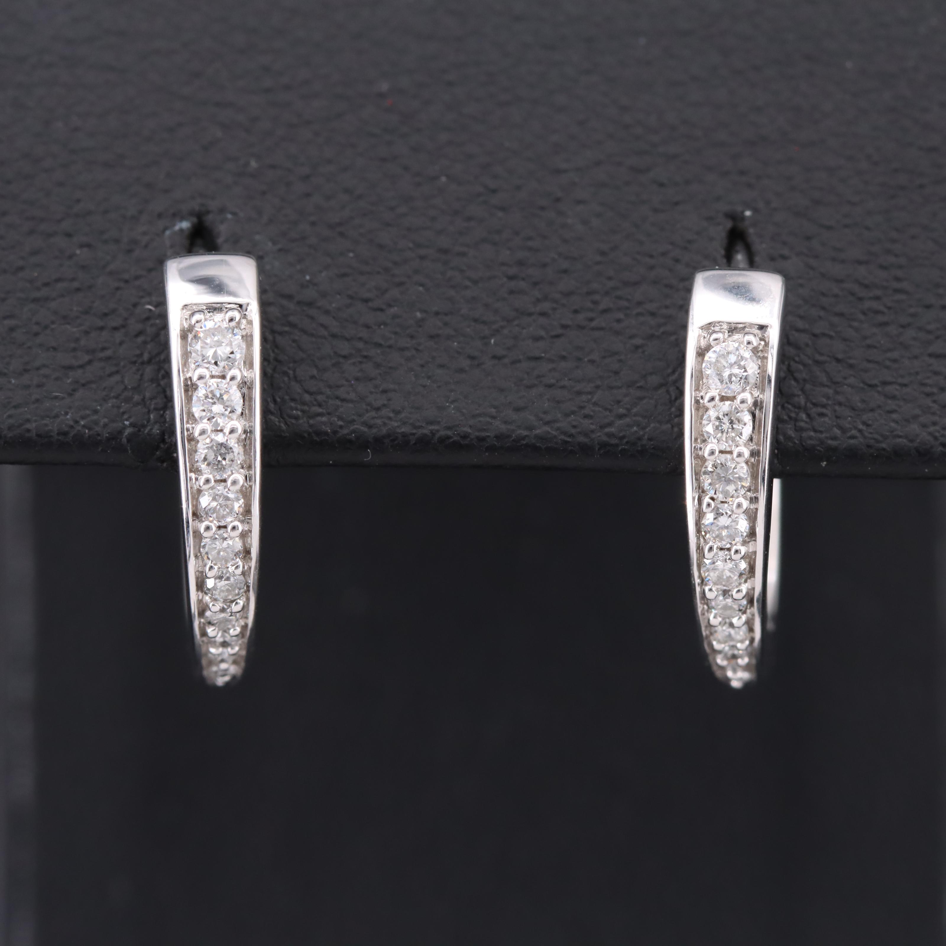 10K 0.34 CTW Diamond J Hoop Earrings