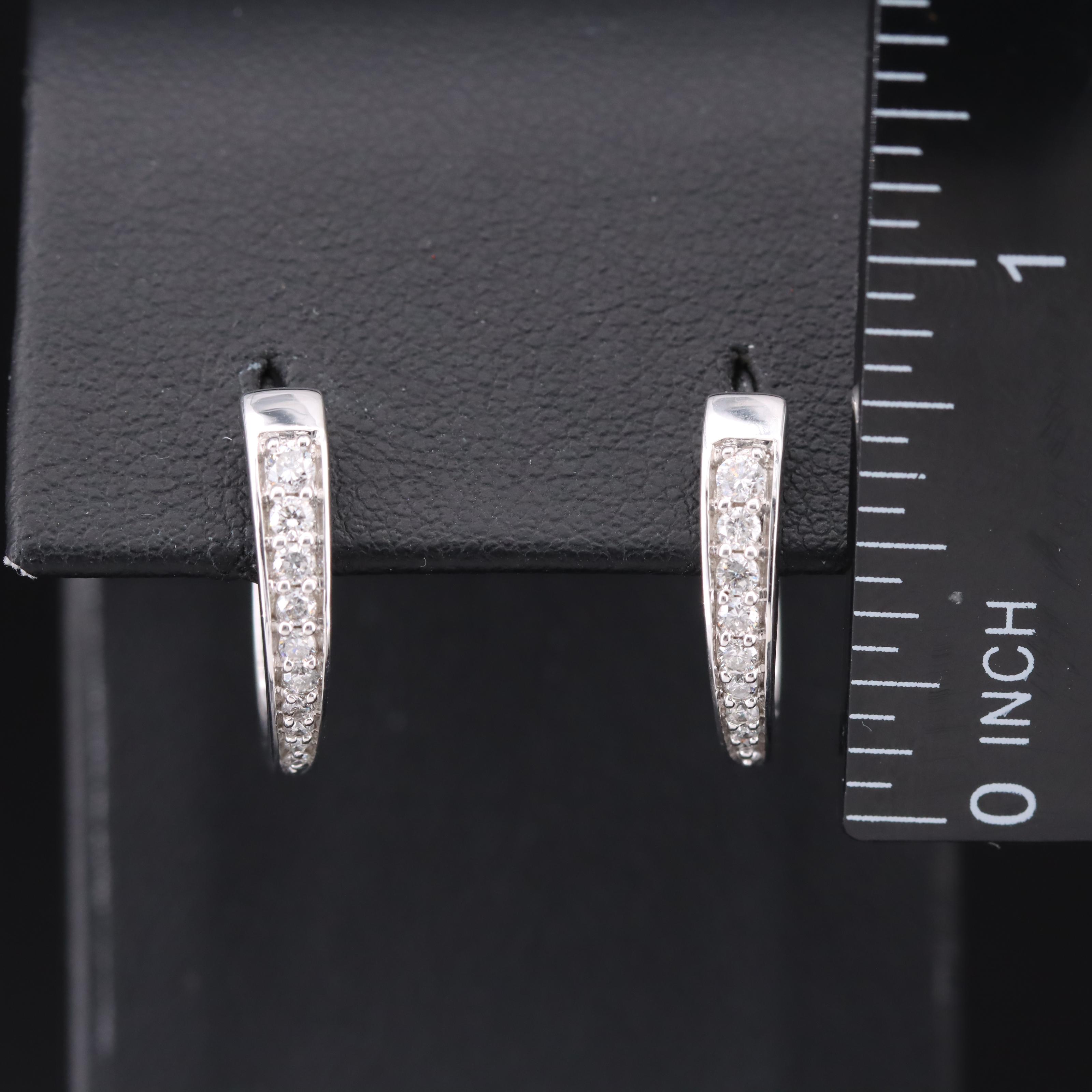 10K 0.34 CTW Diamond J Hoop Earrings