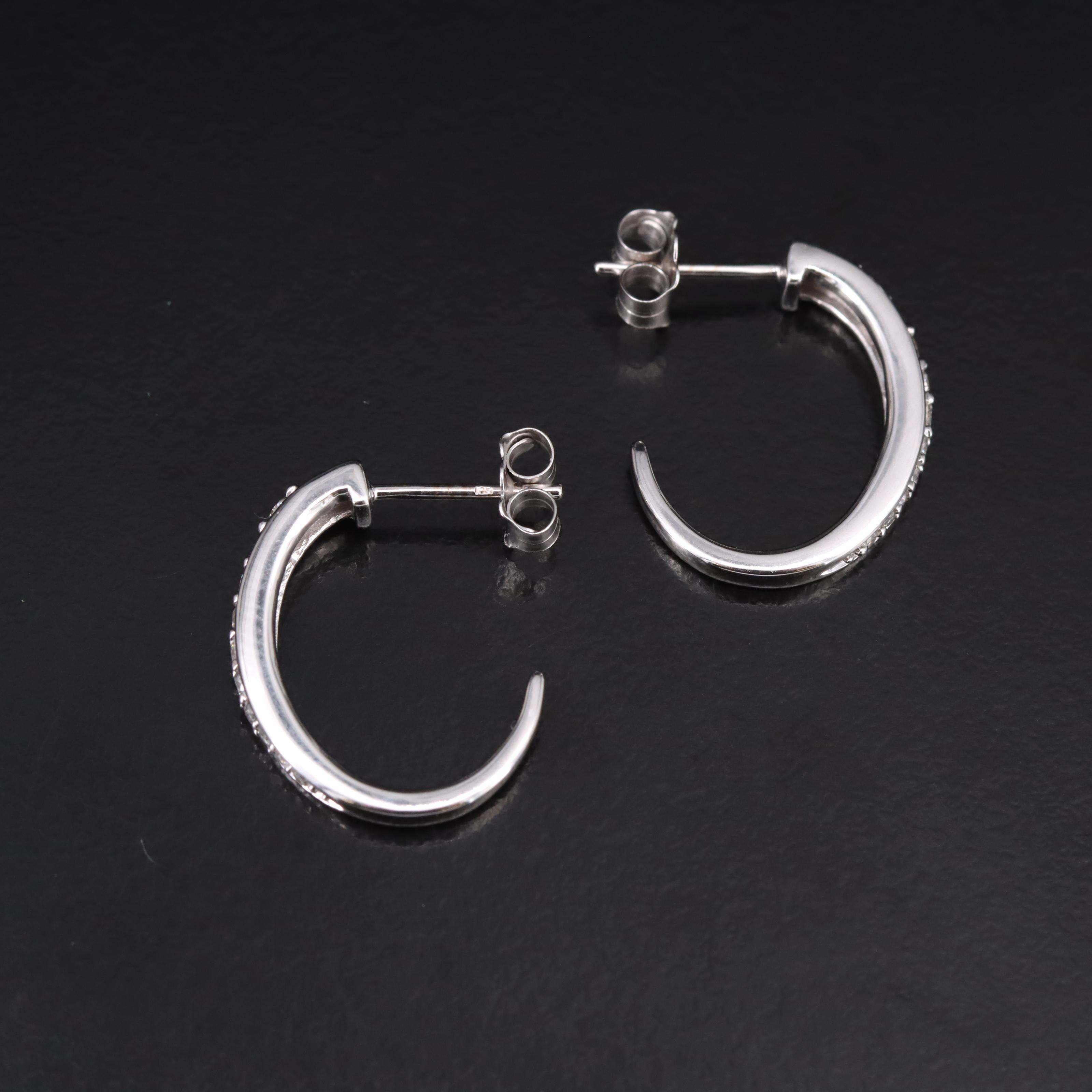10K 0.34 CTW Diamond J Hoop Earrings