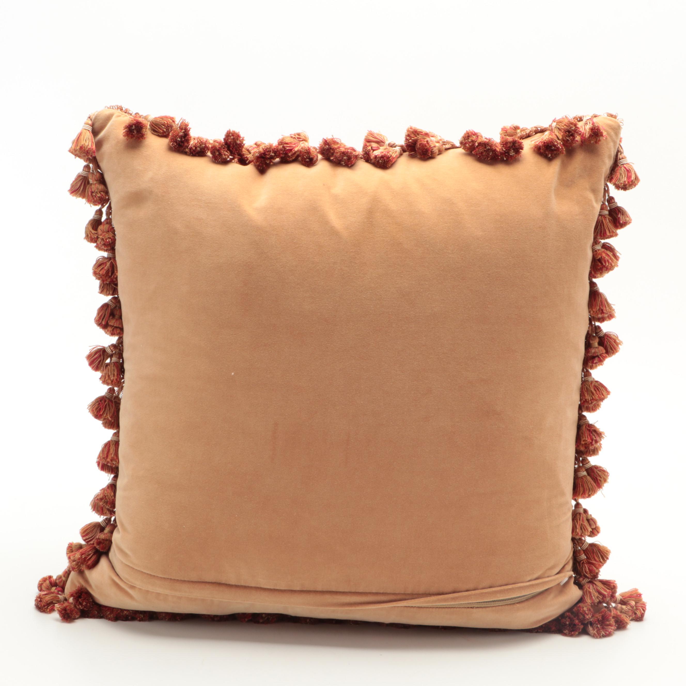 Aubusson Style Needlepoint Neck Roll, Tapestry Weave Throw Pillows, Down Filling