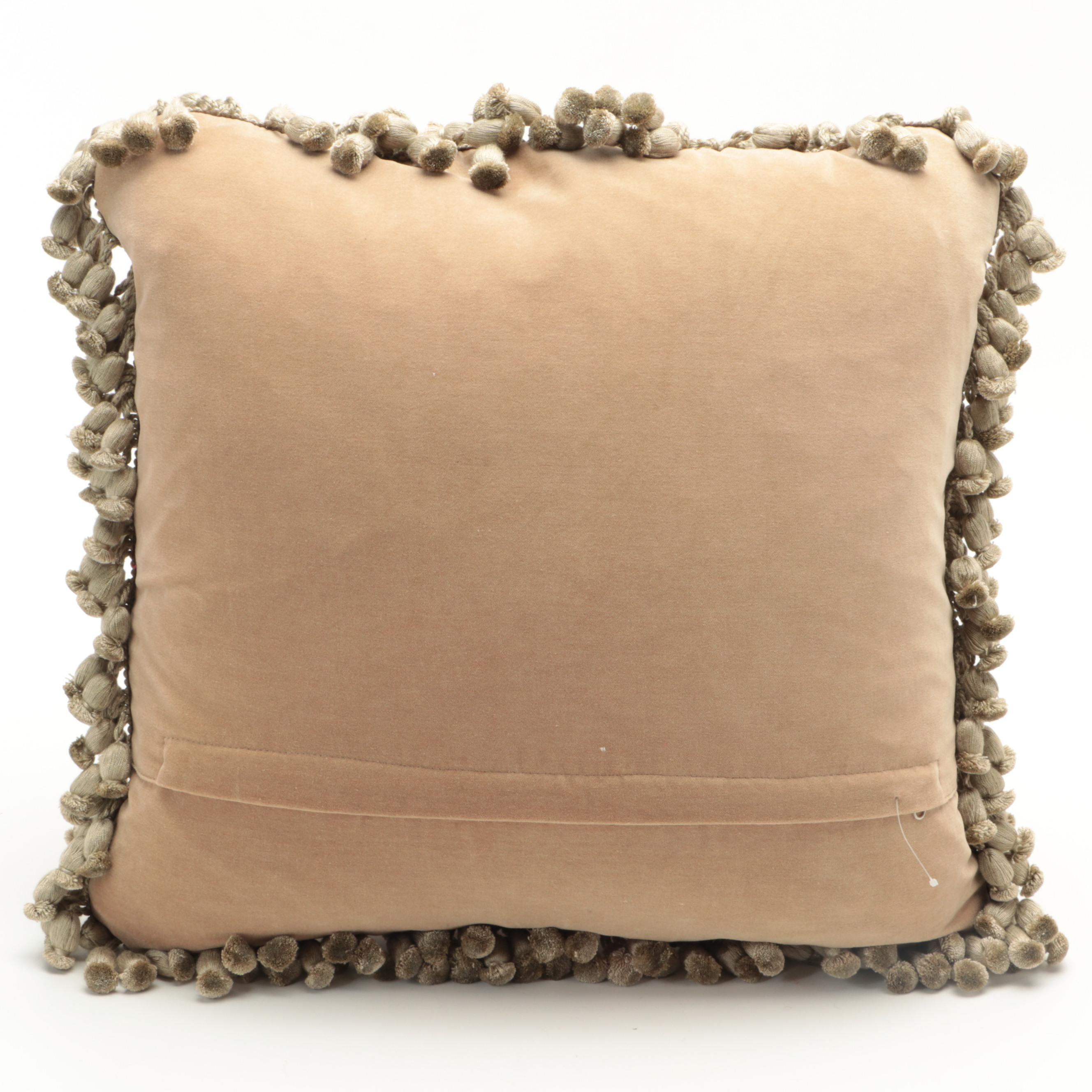 Aubusson Style Needlepoint Neck Roll, Tapestry Weave Throw Pillows, Down Filling