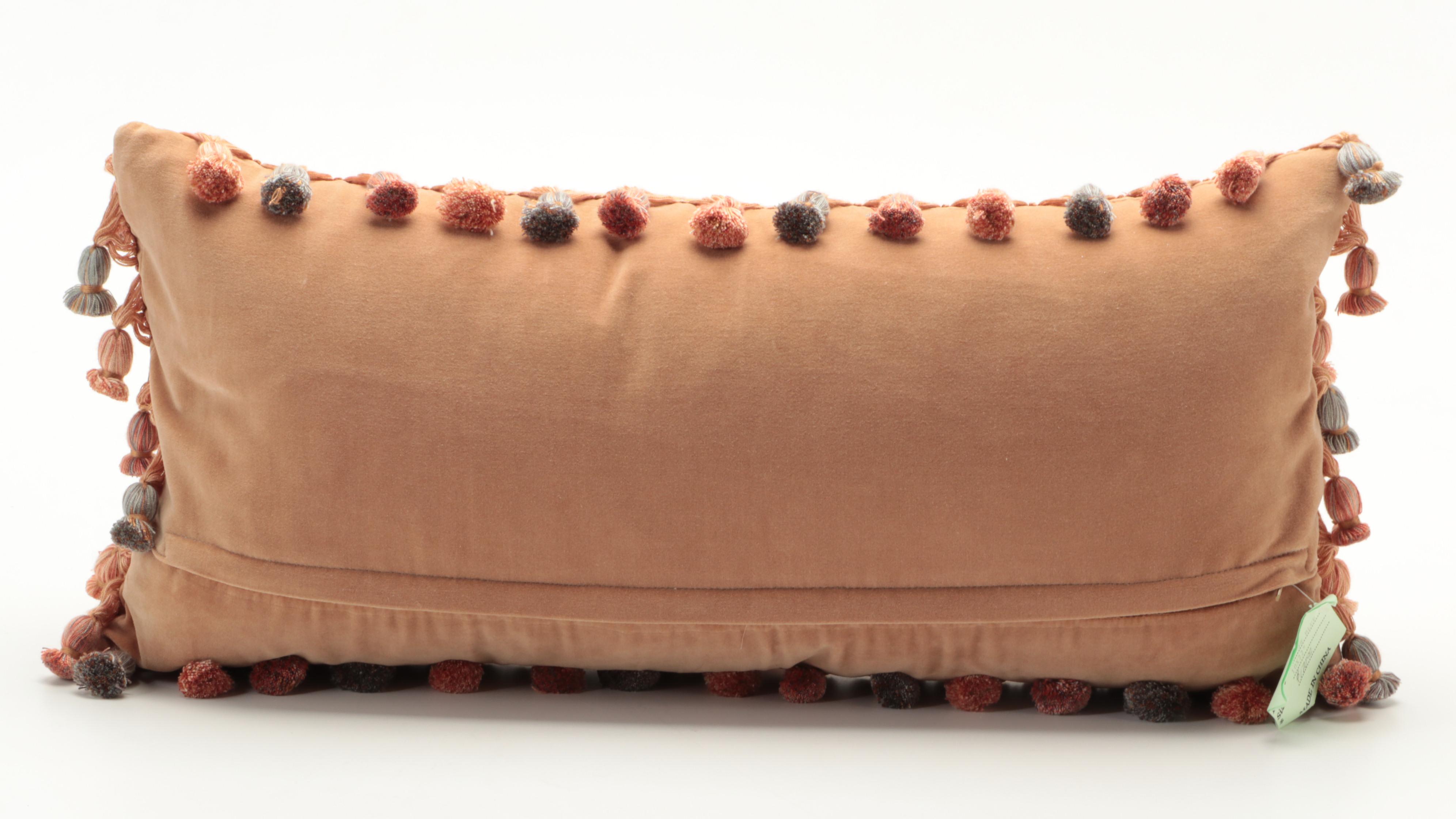 Aubusson Style Needlepoint Neck Roll, Tapestry Weave Throw Pillows, Down Filling