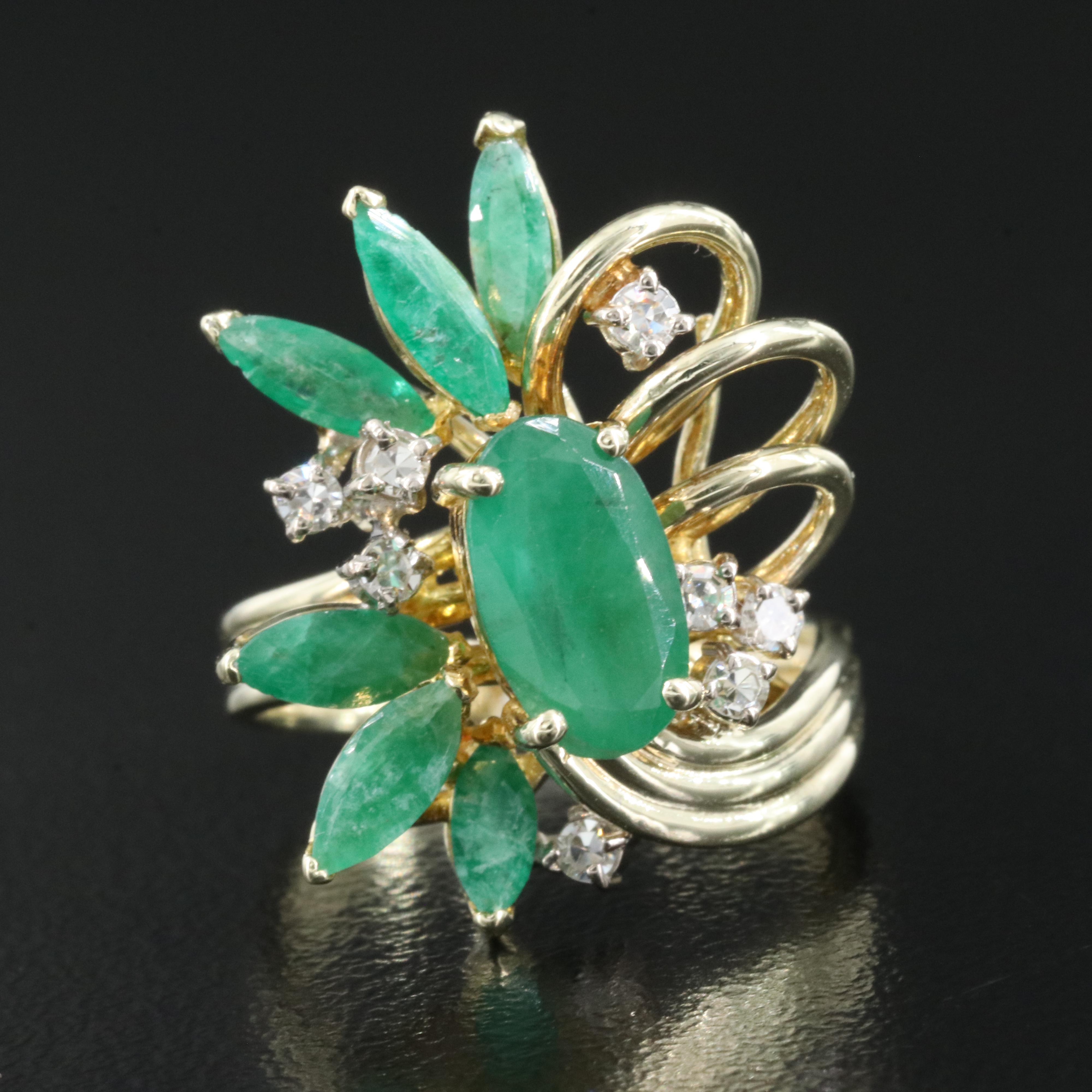 14K Emerald and Diamond Ring
