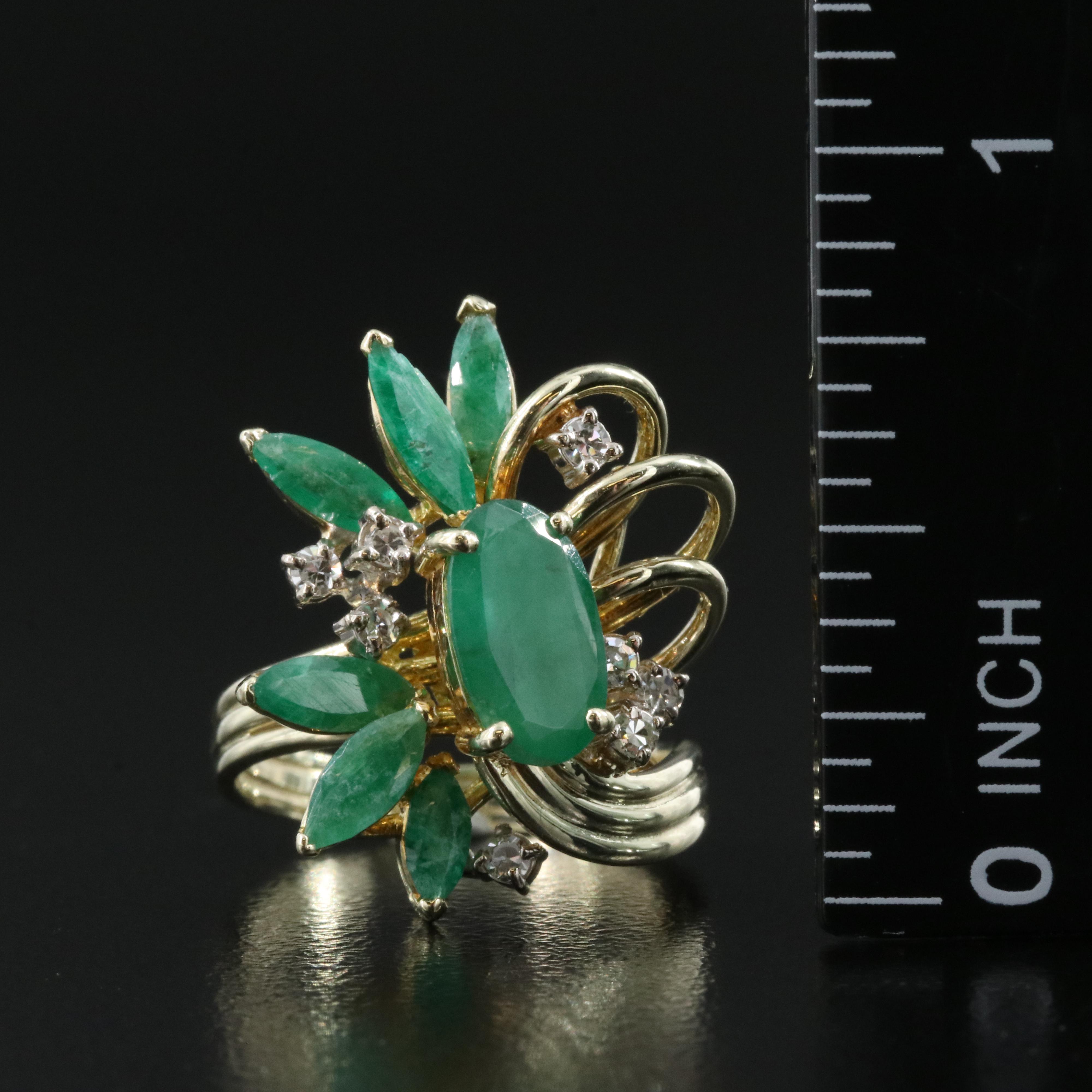 14K Emerald and Diamond Ring