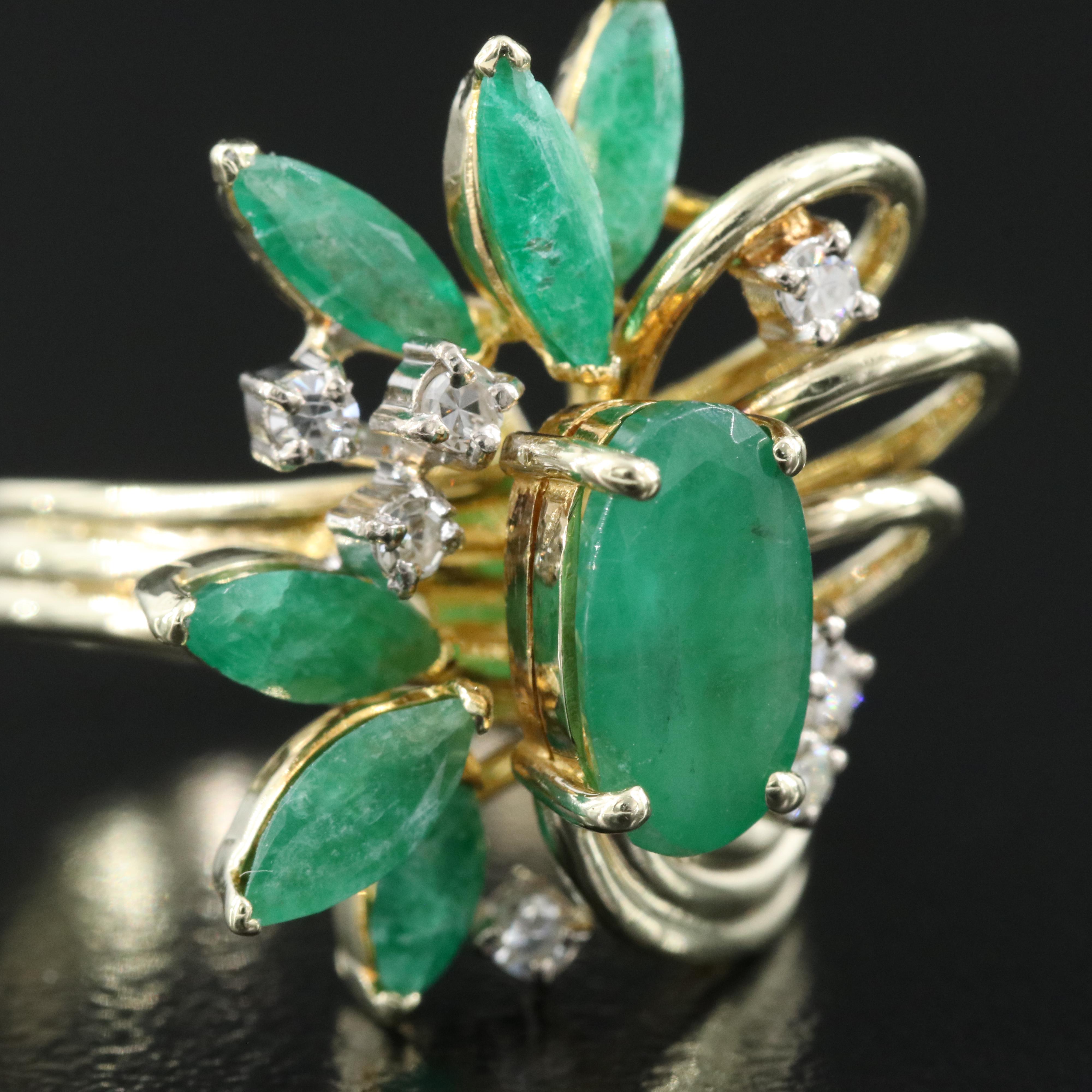 14K Emerald and Diamond Ring