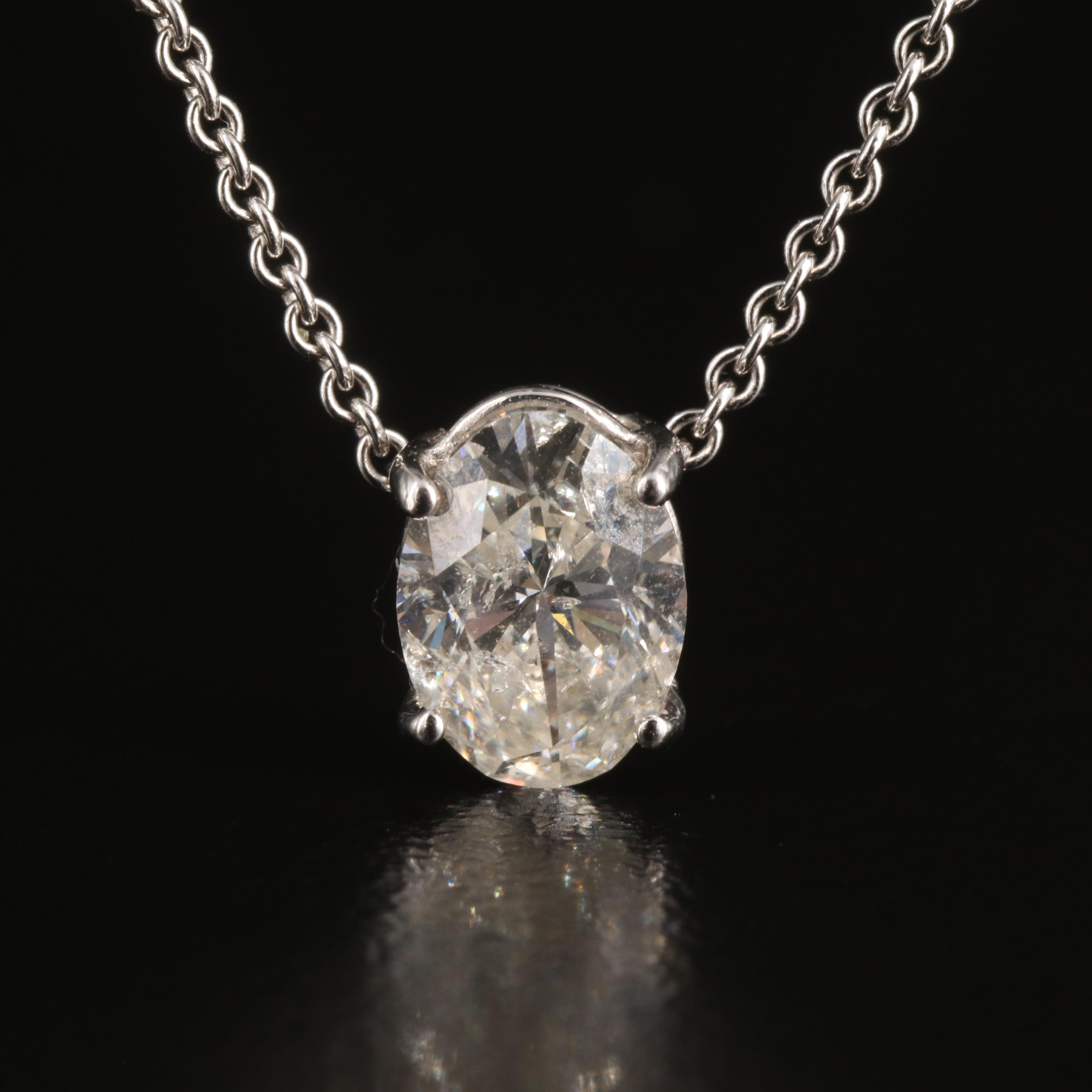 14K 1.10 CT Diamond Solitaire Pendant Necklace