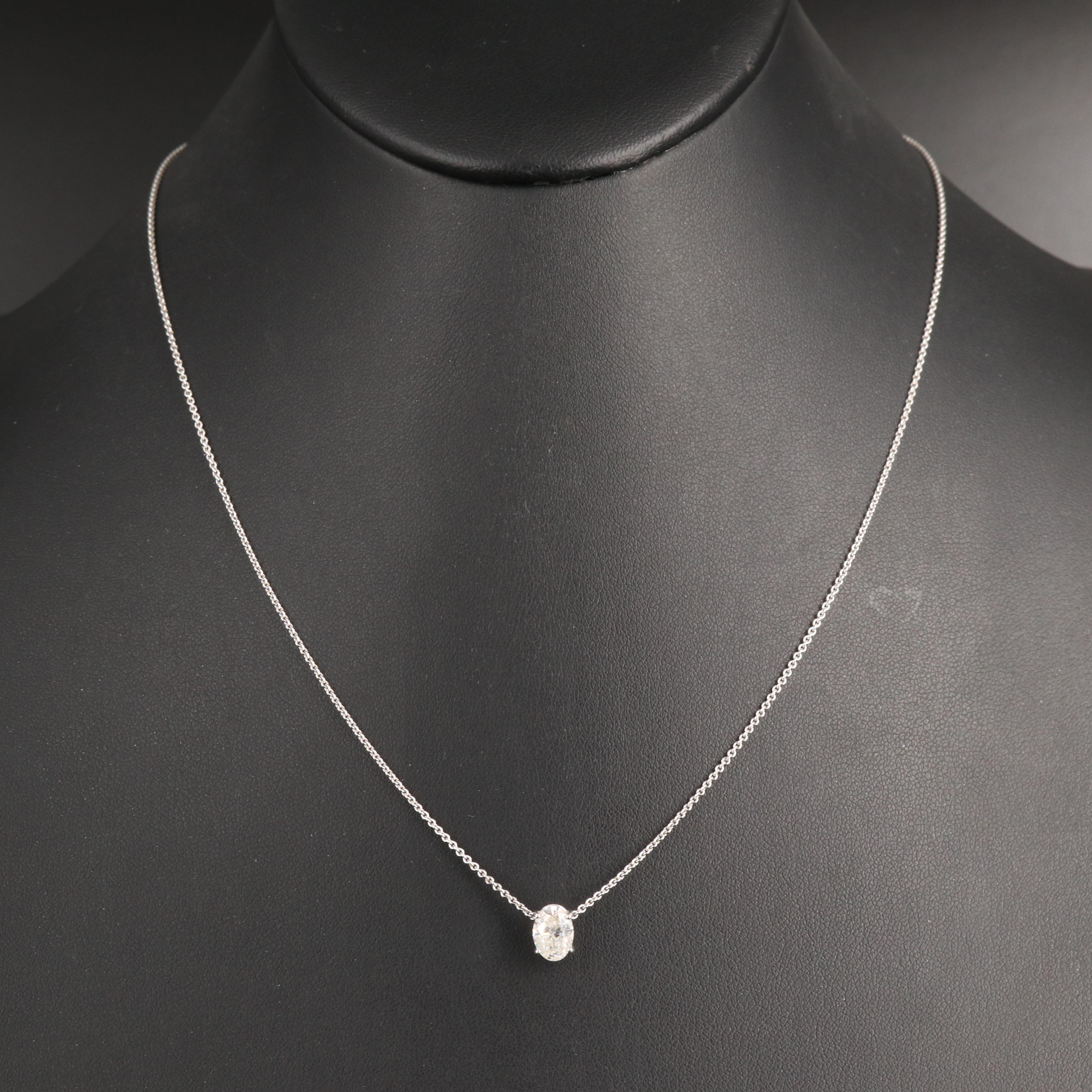 14K 1.10 CT Diamond Solitaire Pendant Necklace