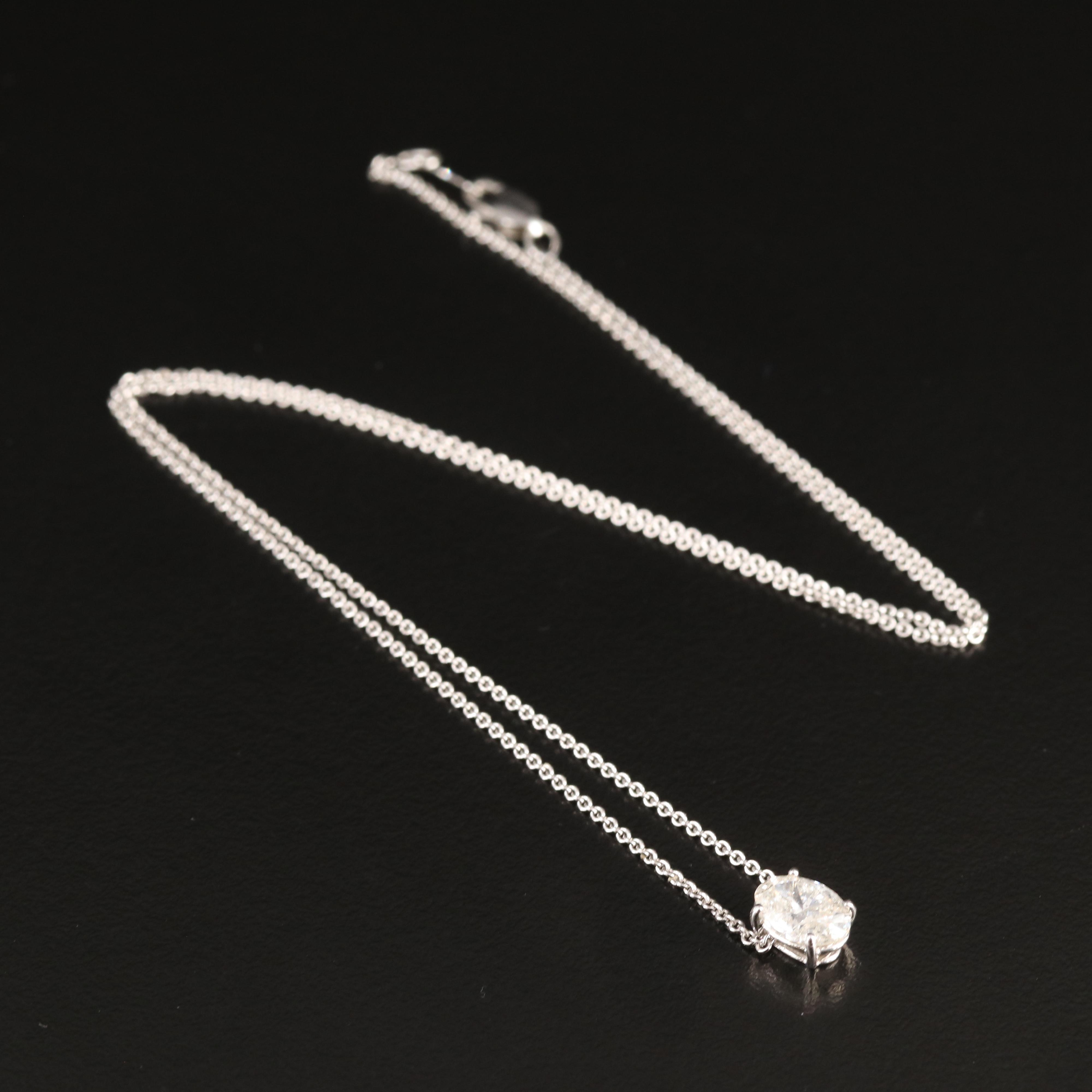 14K 1.10 CT Diamond Solitaire Pendant Necklace
