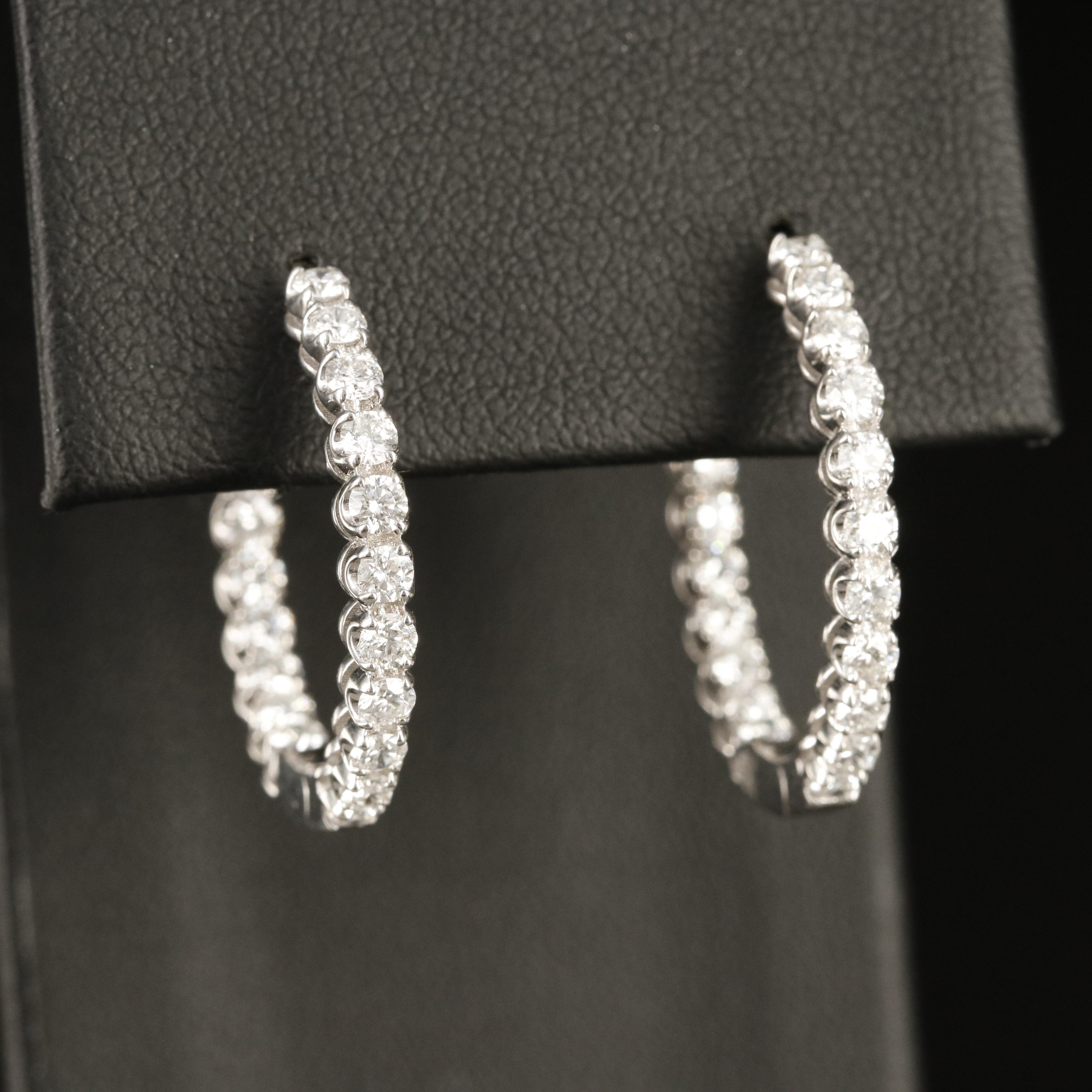14K 1.71 CTW Diamond Inside-Out Hoop Earrings
