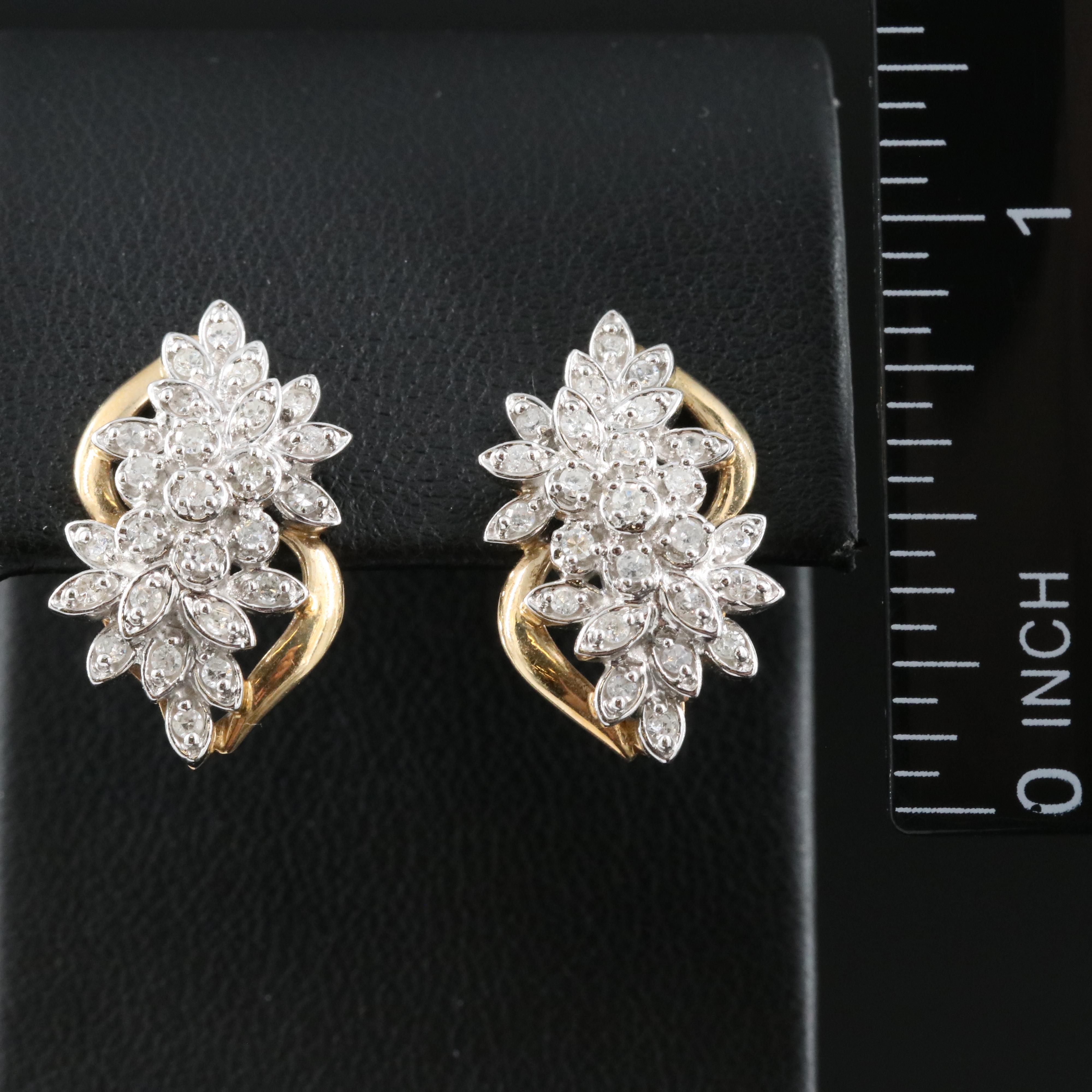 14K 0.51 CTW Diamond Cluster Earrings