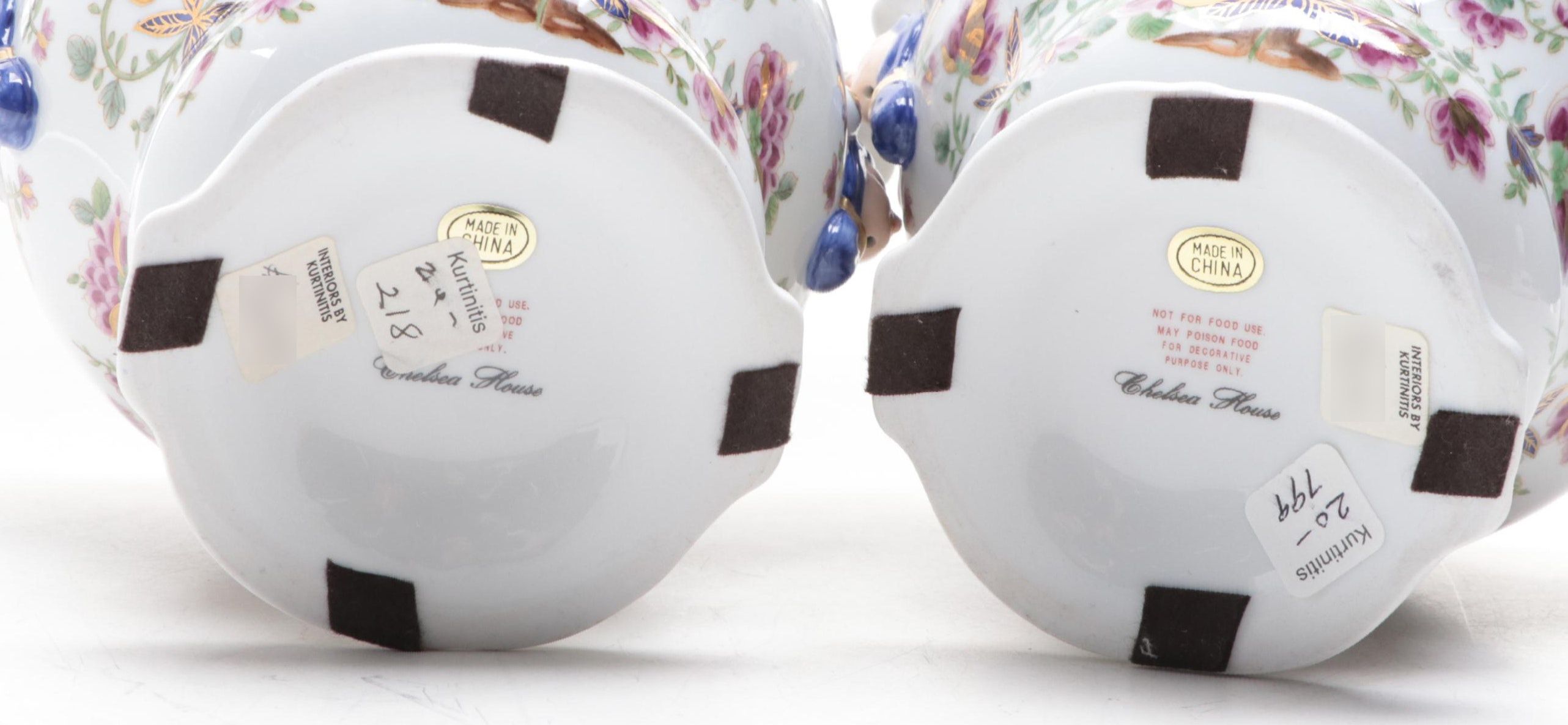 Chelsea House Rococo Style Porcelain Decorative Cachepots