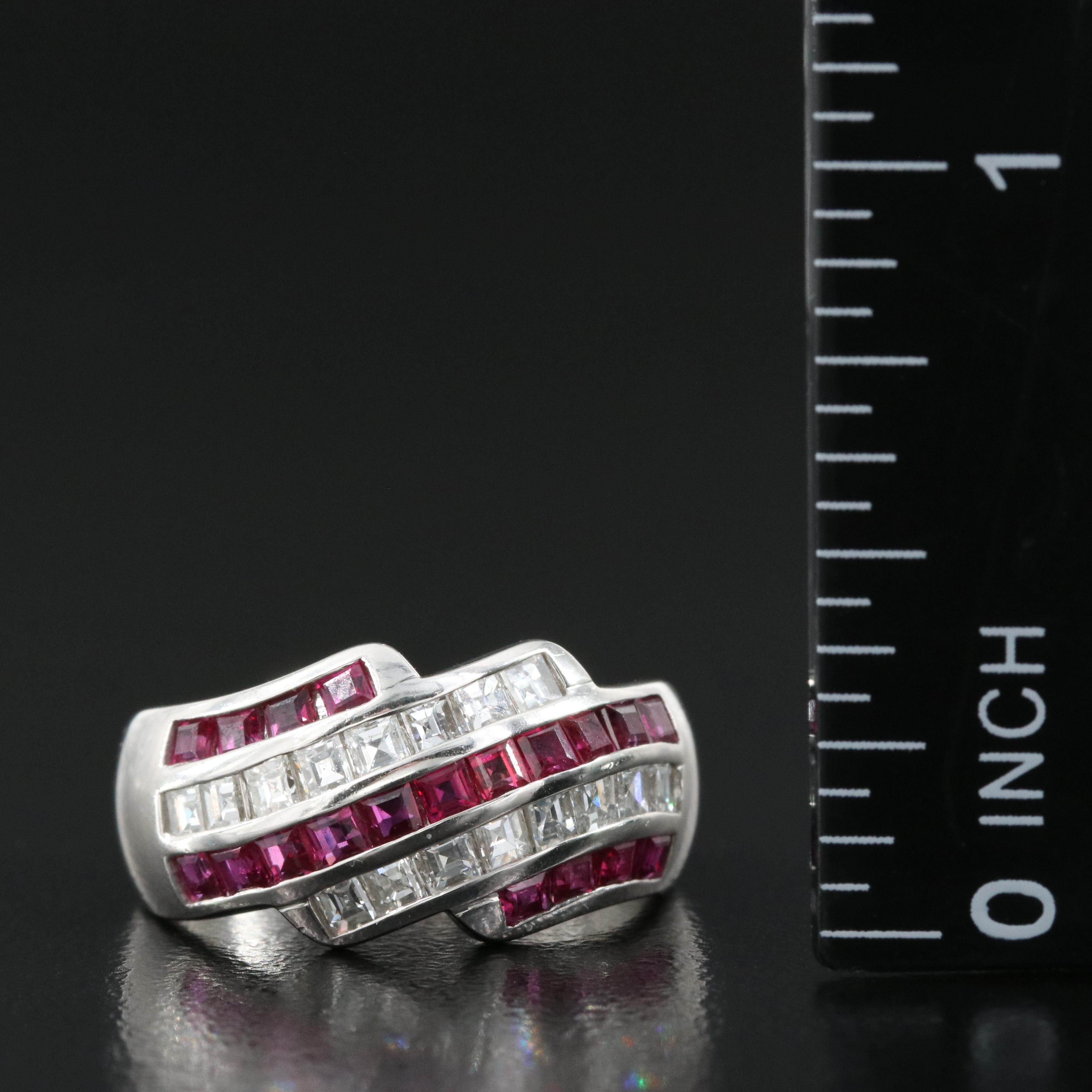 Platinum 0.65 CTW Diamond and Ruby Ring