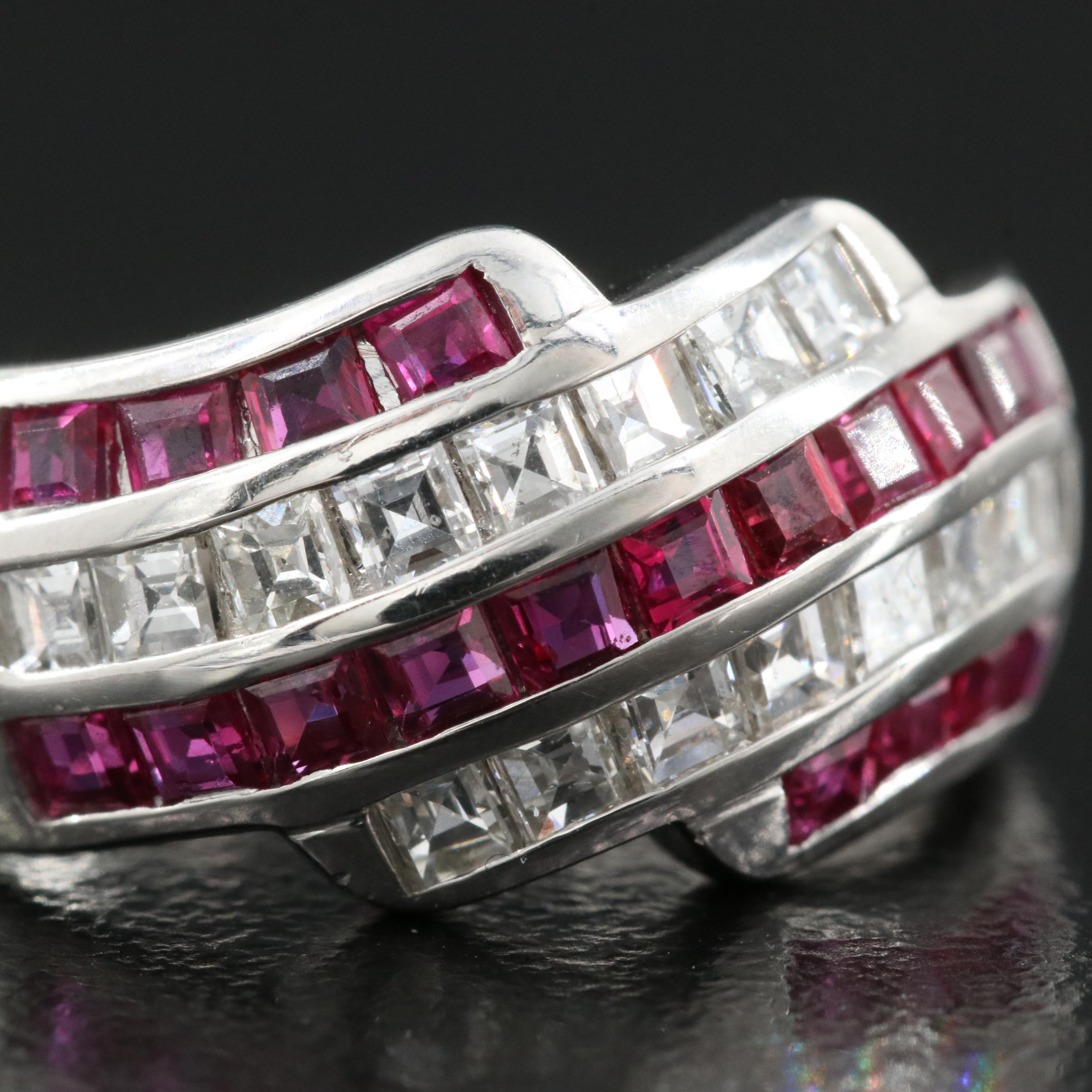 Platinum 0.65 CTW Diamond and Ruby Ring