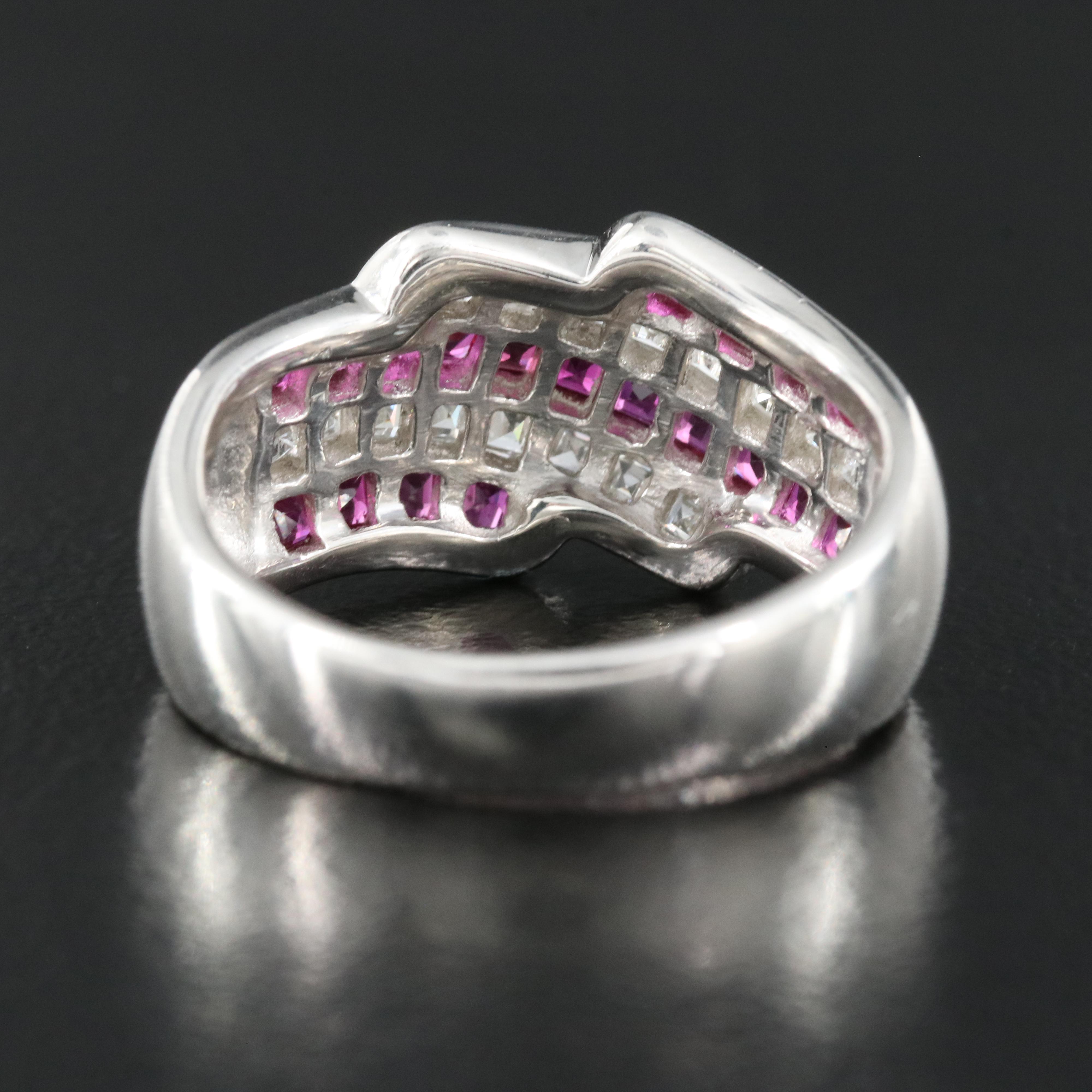 Platinum 0.65 CTW Diamond and Ruby Ring