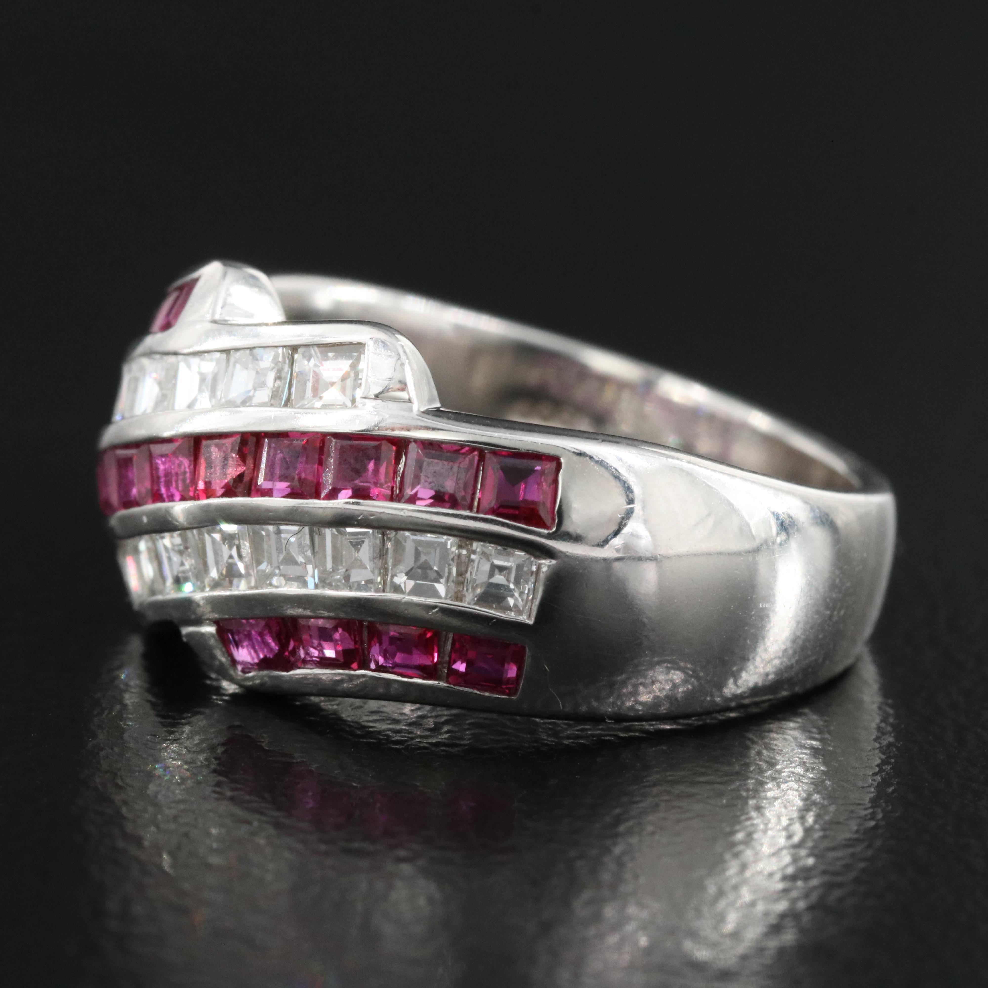 Platinum 0.65 CTW Diamond and Ruby Ring