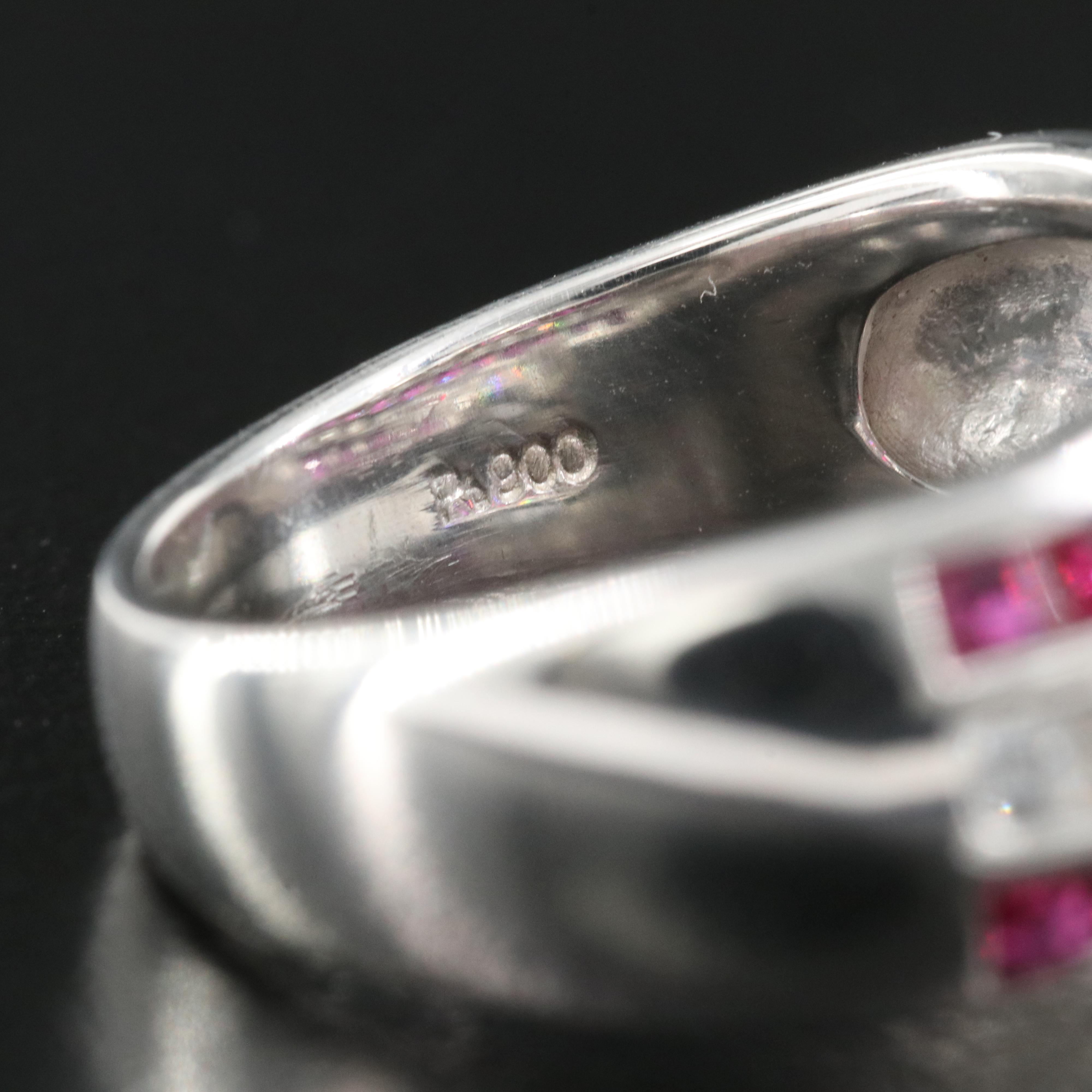 Platinum 0.65 CTW Diamond and Ruby Ring