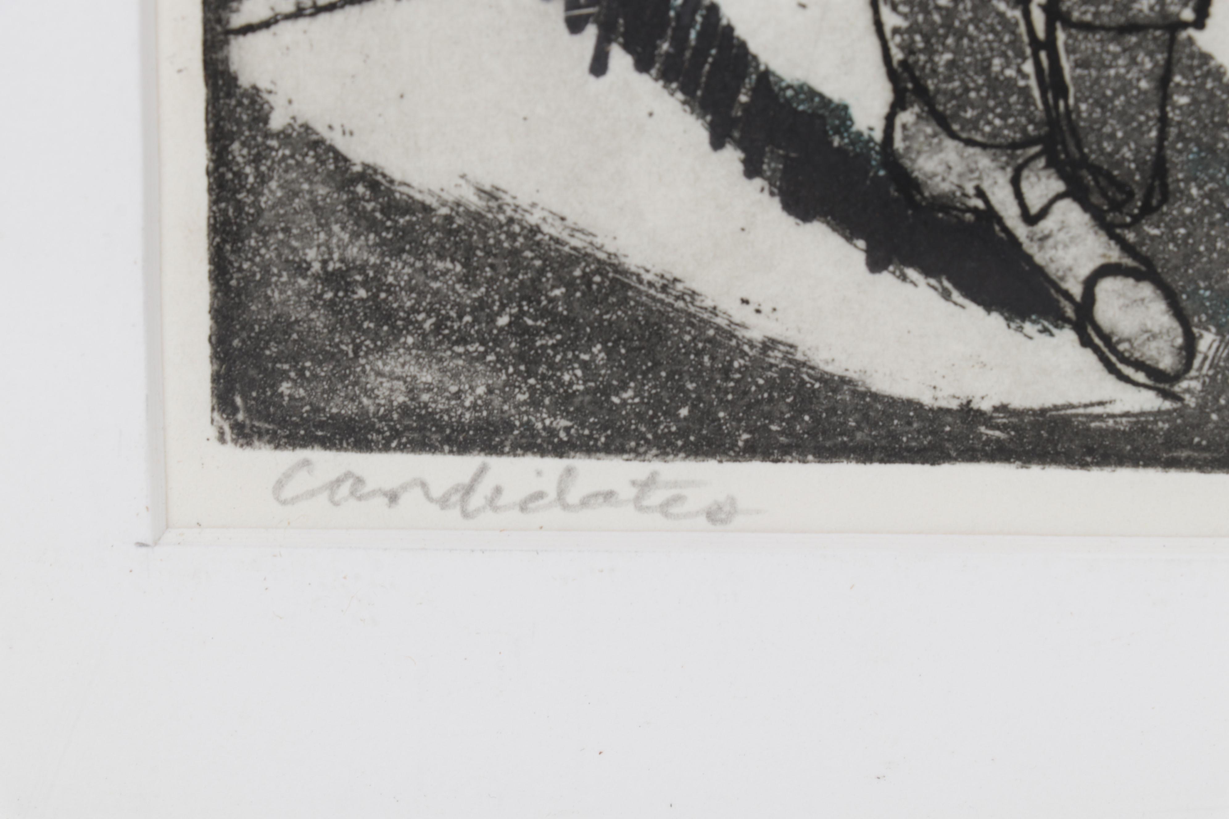 Sidney Chafetz Etching and Aquatint "Candidates," 1966