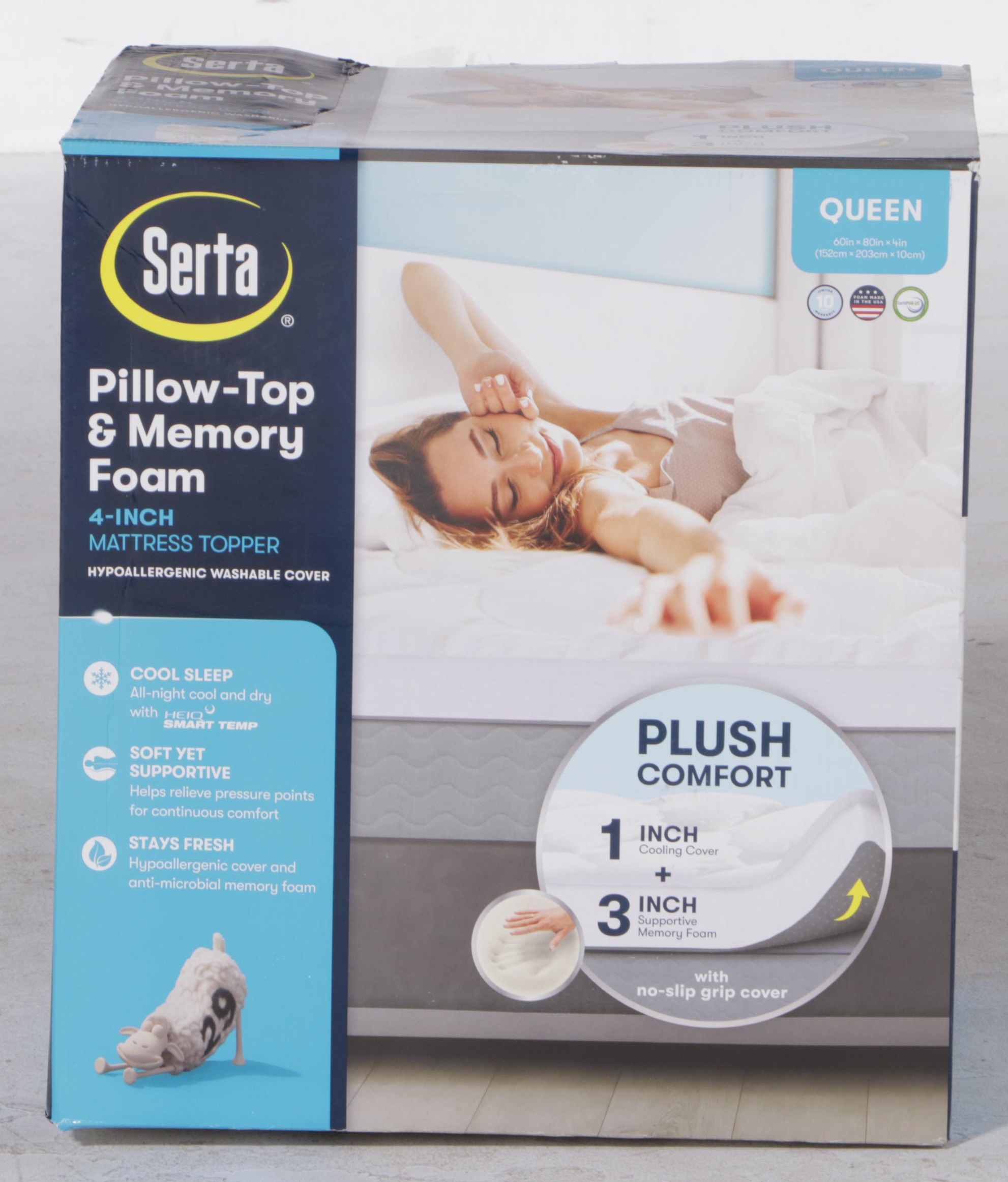 Serta Pillow-Top and Memory Foam 4" Queen Size Mattress Topper