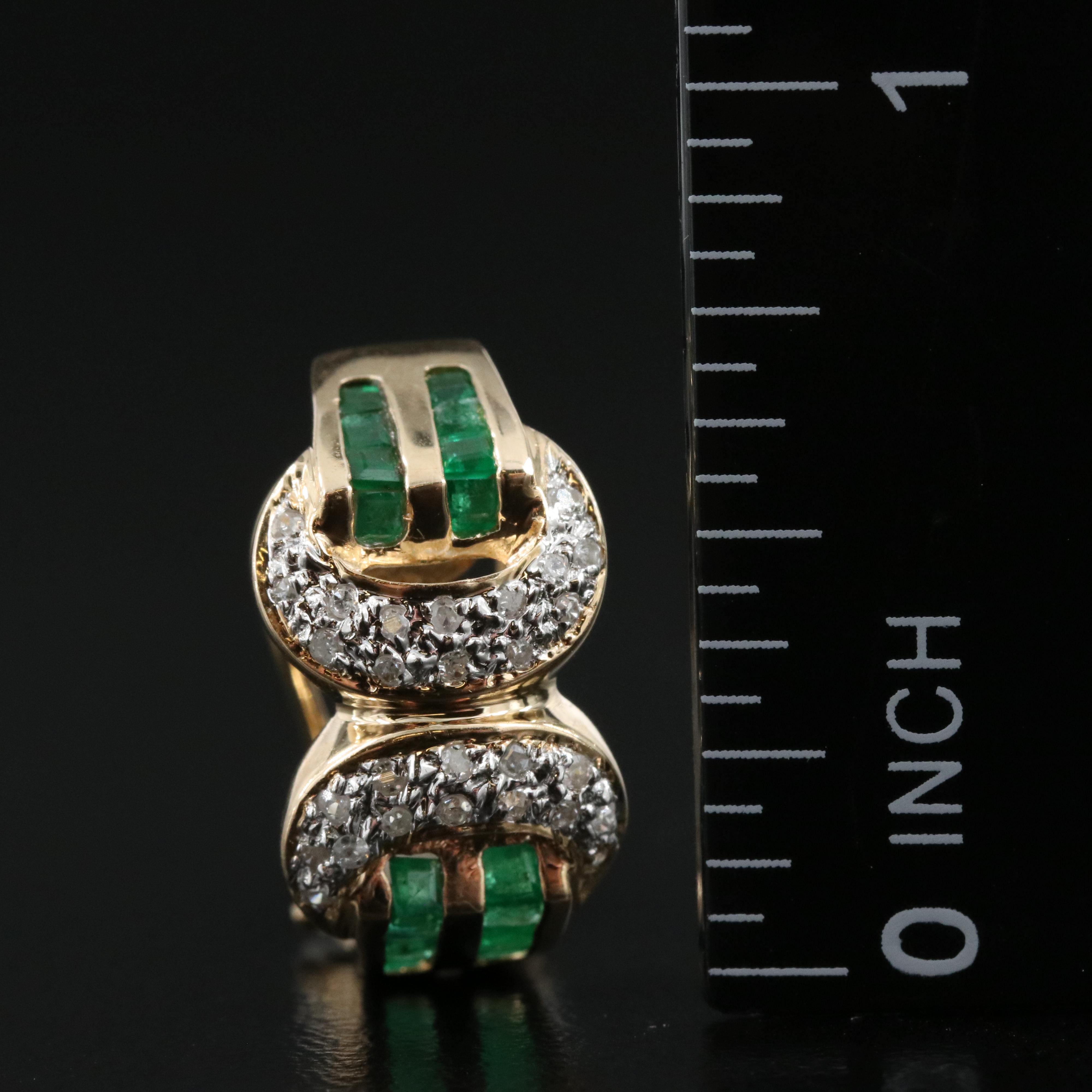 14K 0.25 CTW Diamond and Emerald J Hoop Earrings
