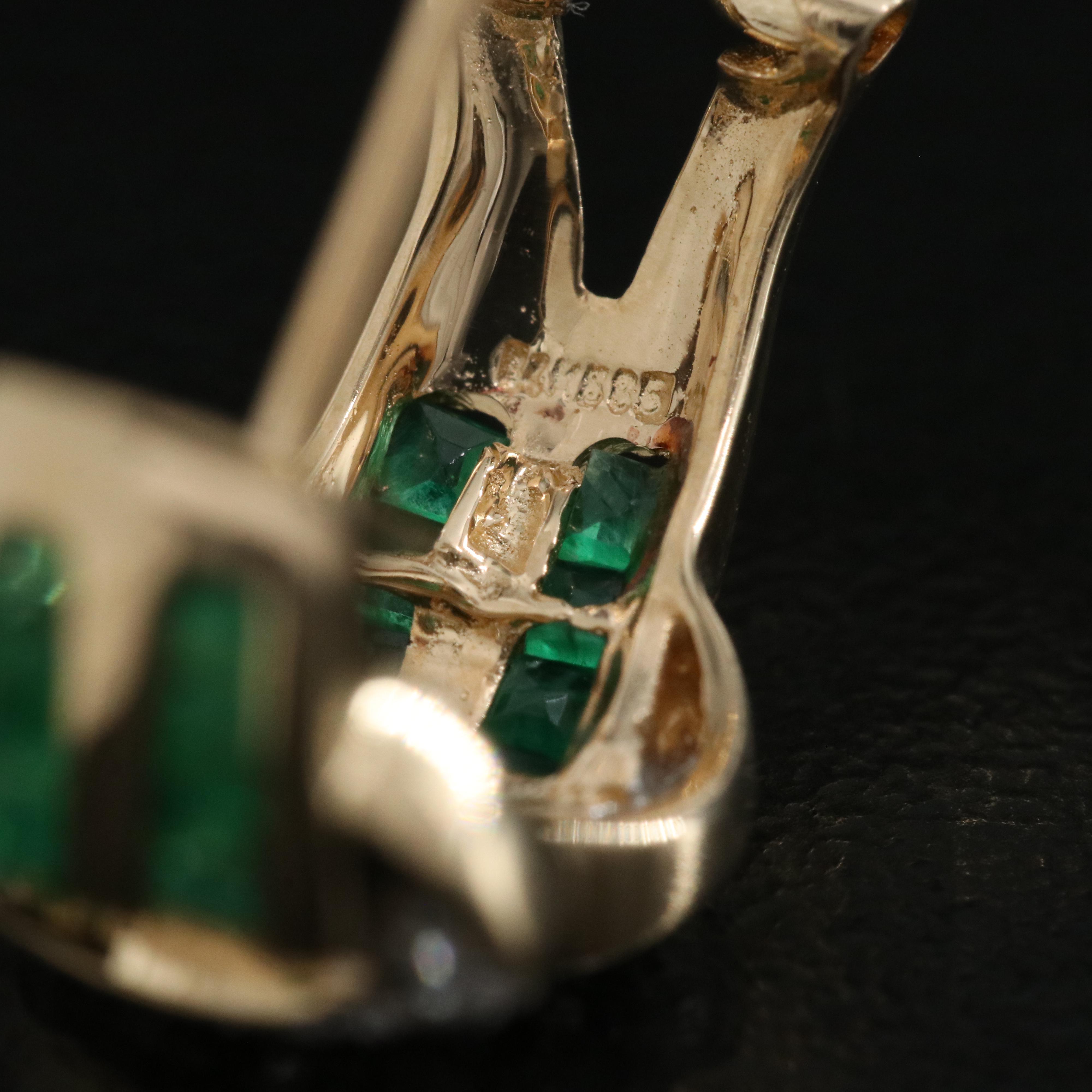 14K 0.25 CTW Diamond and Emerald J Hoop Earrings