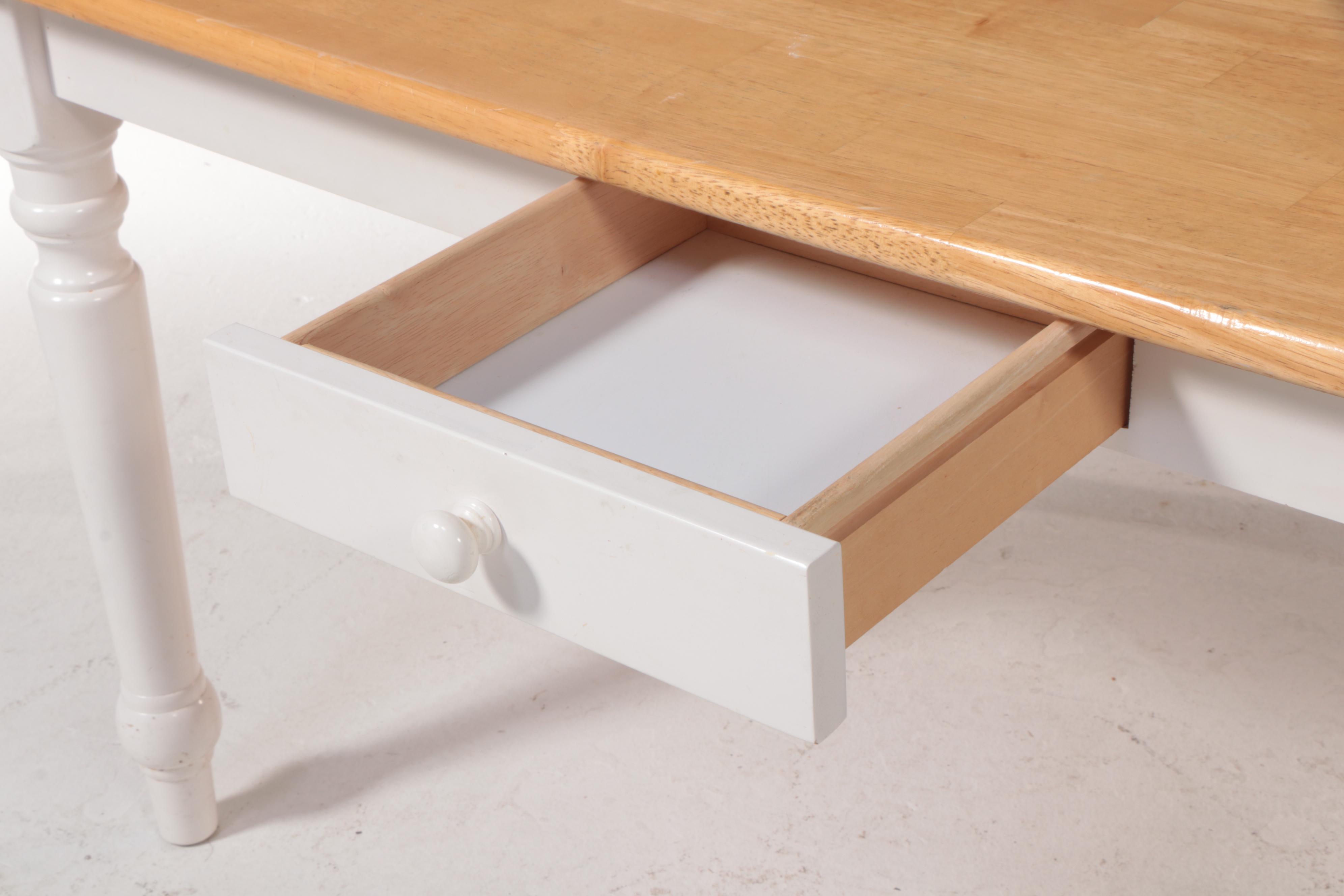 Six-Piece Colonial Style Hardwood and Parcel-Painted Dining Set