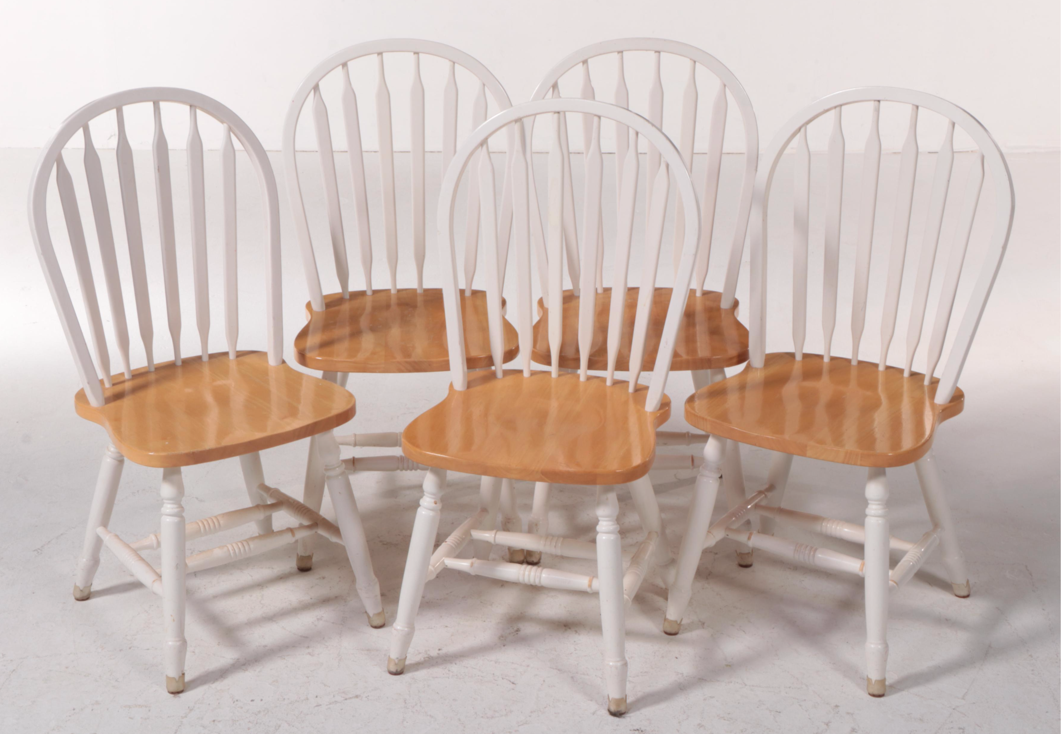 Six-Piece Colonial Style Hardwood and Parcel-Painted Dining Set