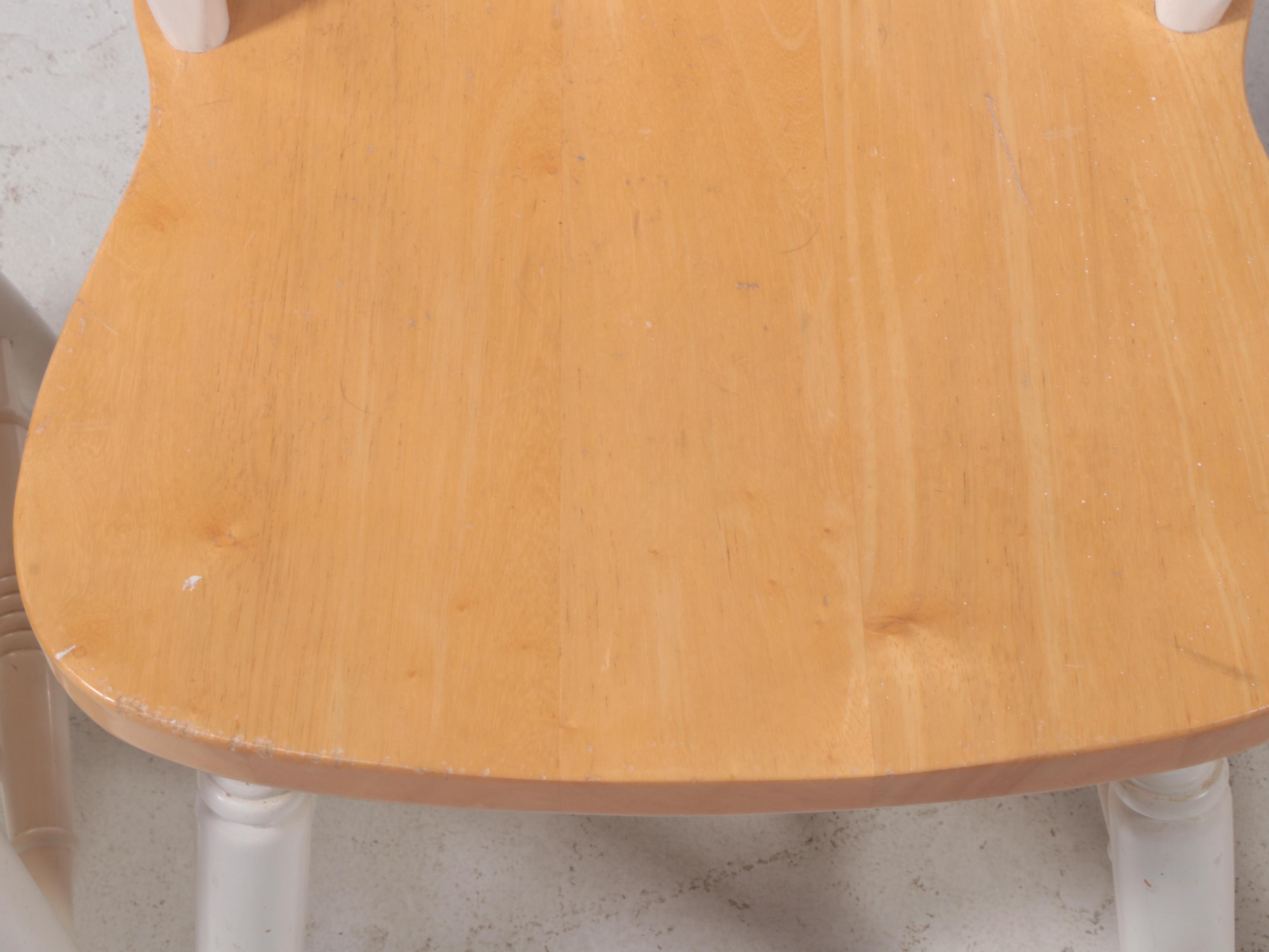 Six-Piece Colonial Style Hardwood and Parcel-Painted Dining Set