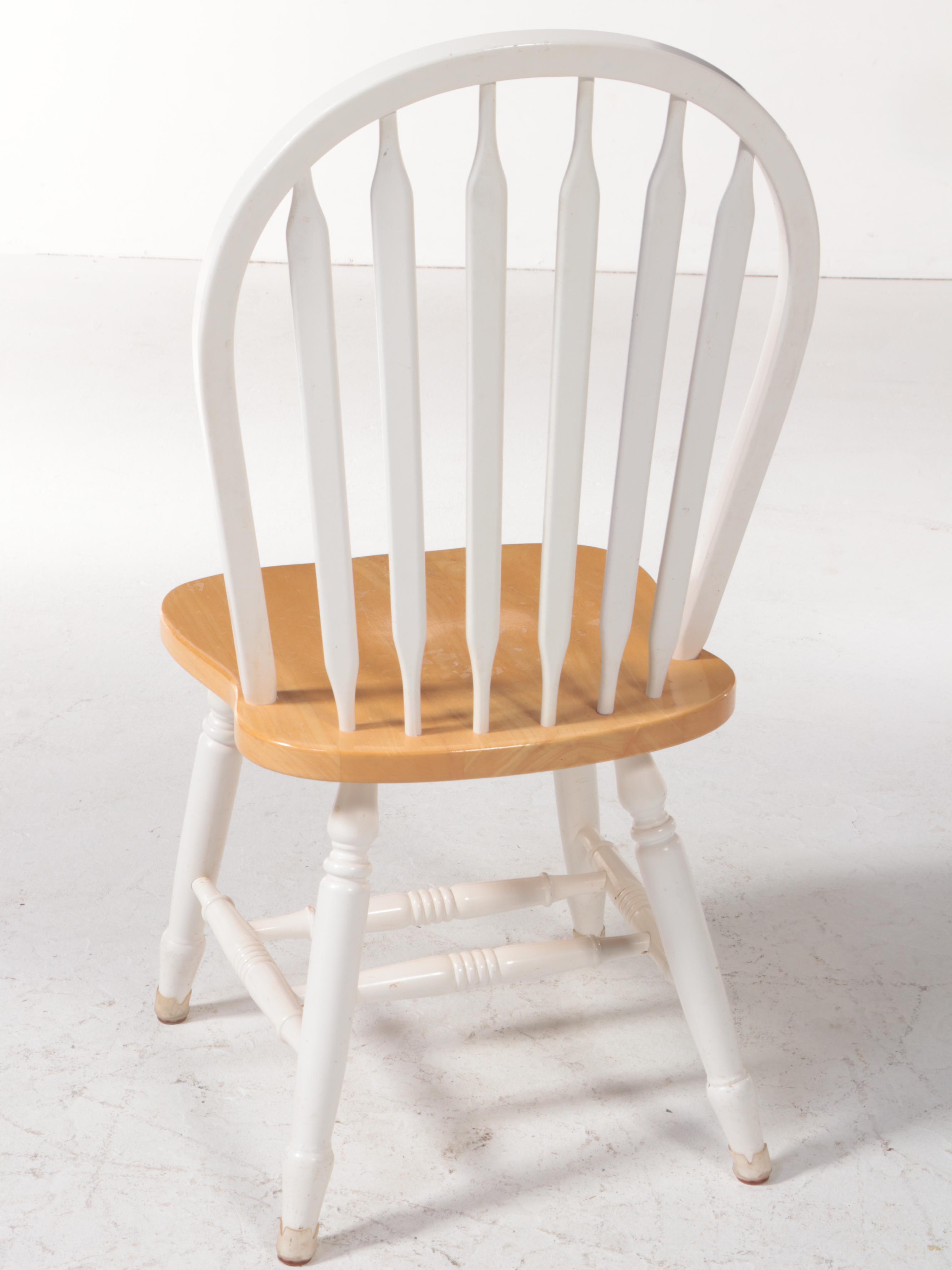 Six-Piece Colonial Style Hardwood and Parcel-Painted Dining Set