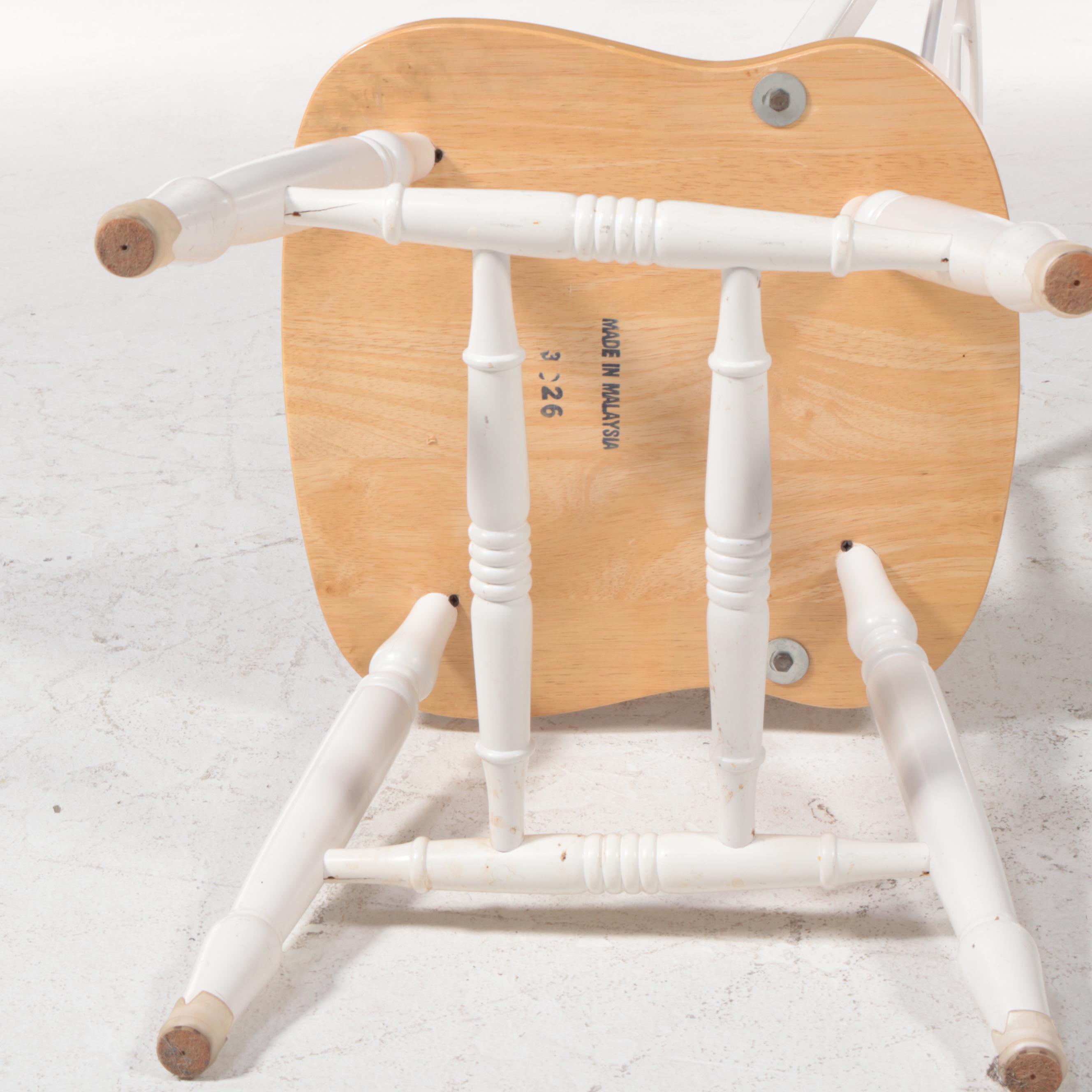 Six-Piece Colonial Style Hardwood and Parcel-Painted Dining Set