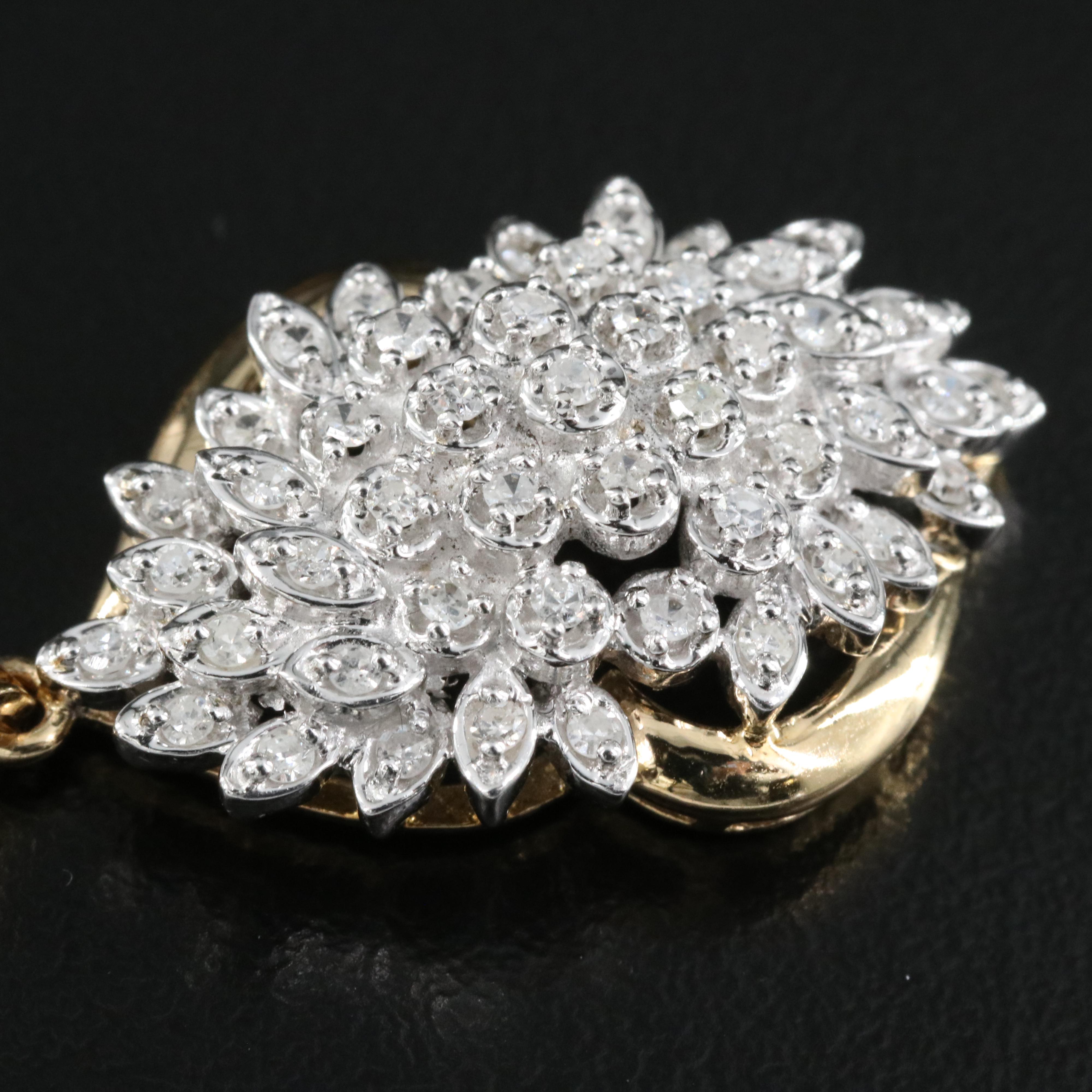 14K 0.43 CTW Diamond Cluster Pendant on Serpentine Chain