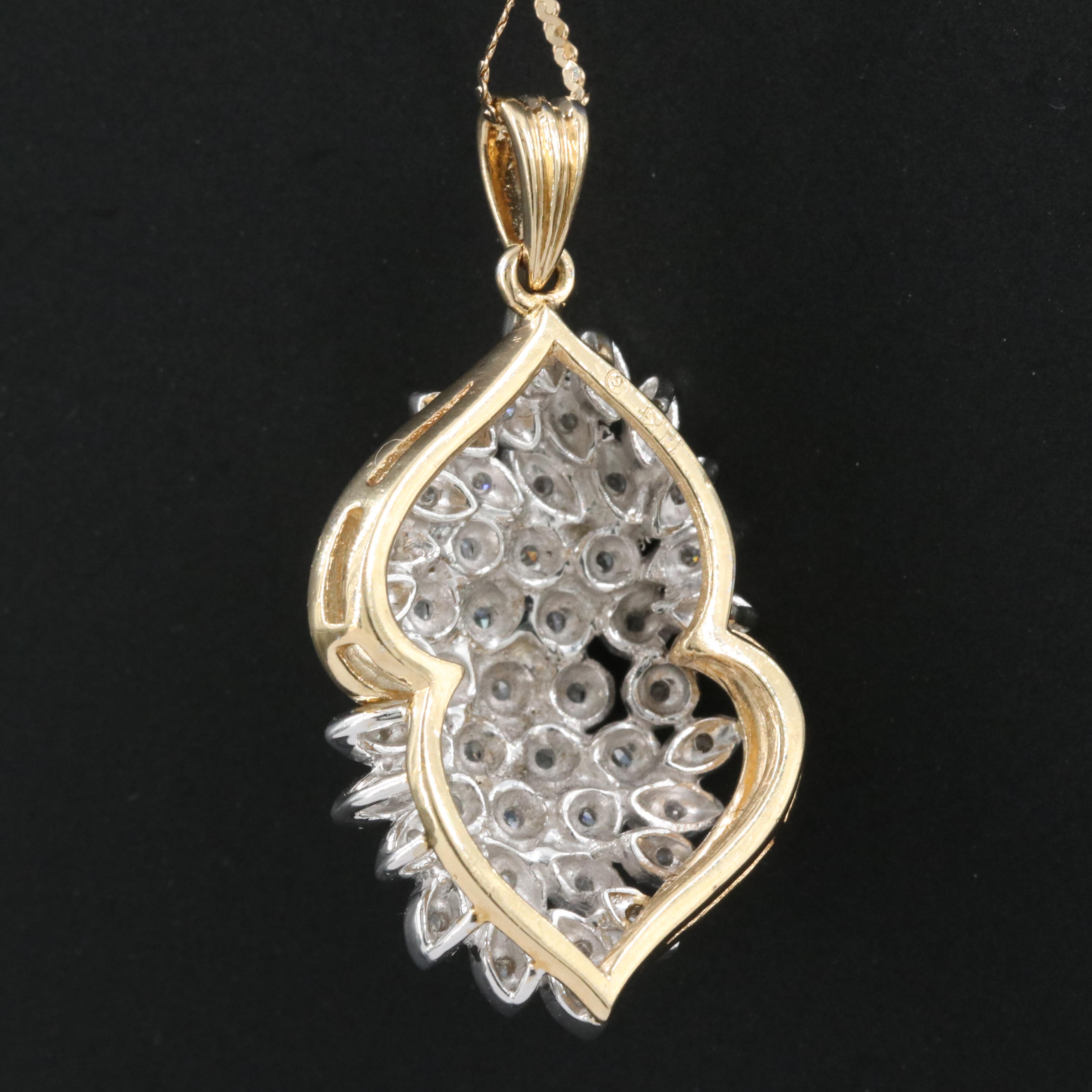 14K 0.43 CTW Diamond Cluster Pendant on Serpentine Chain