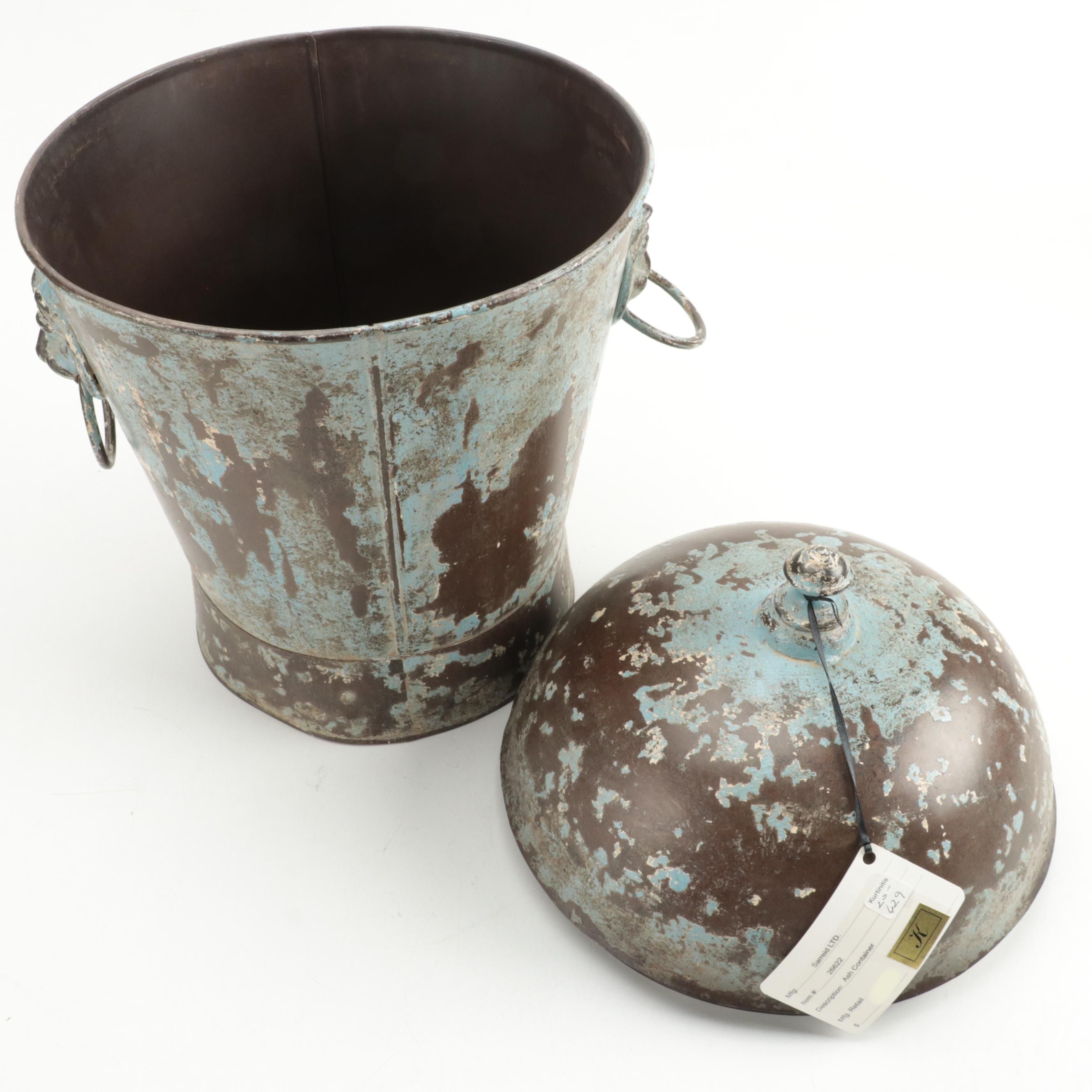 Sarreid Ltd. Patinated  Metal Ash Container