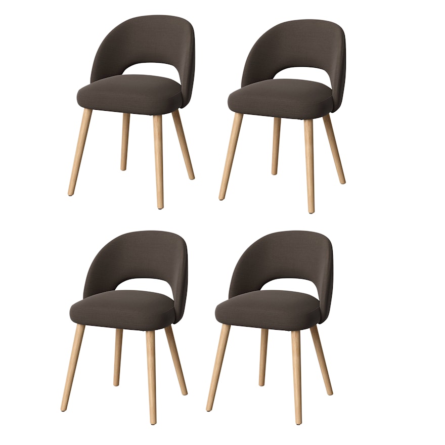 Four Project 62 Galles Mid-Century Upholstered Dining Chairs in Dark Gray