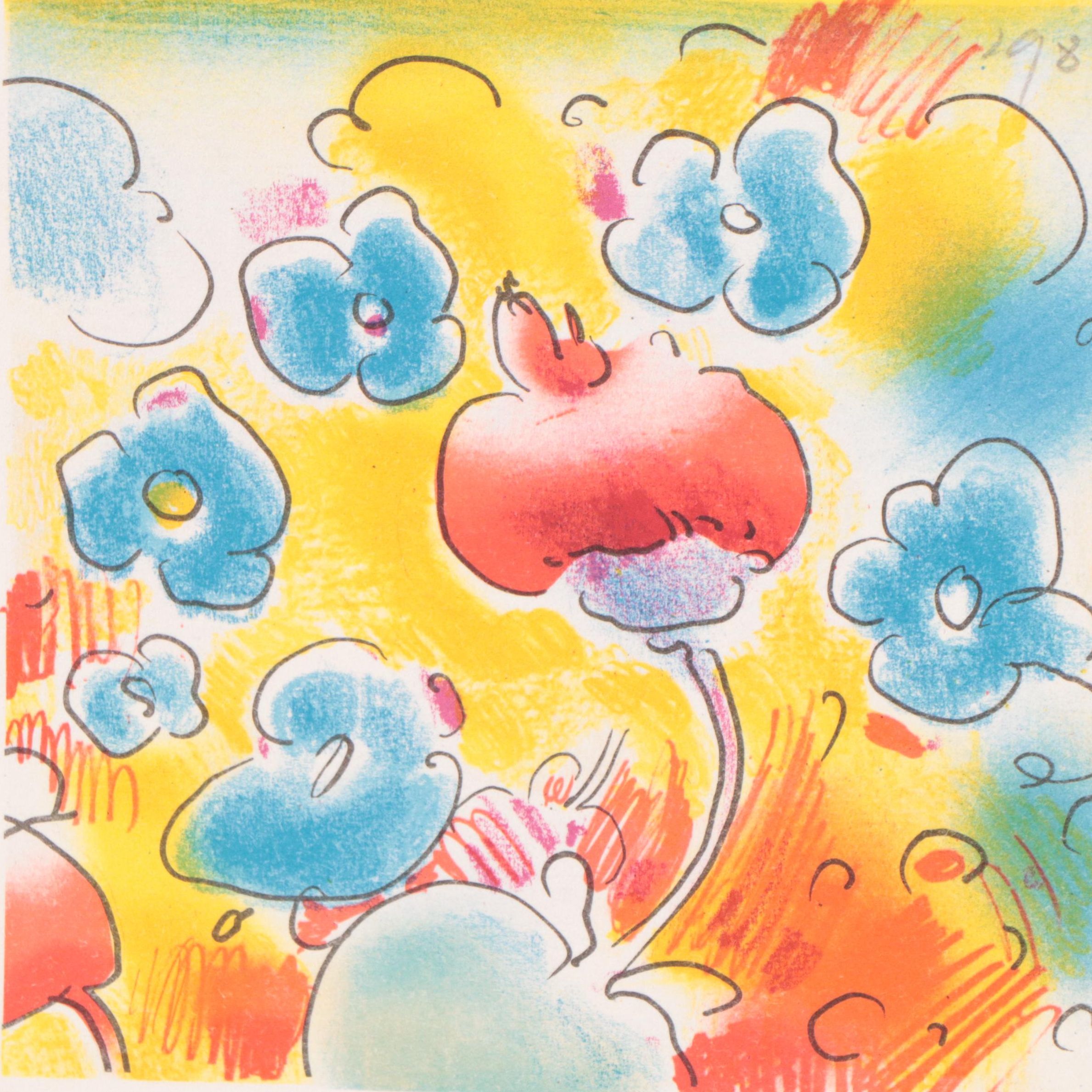 Peter Max Modernist Lithograph "Cosmic Flowers," 1981