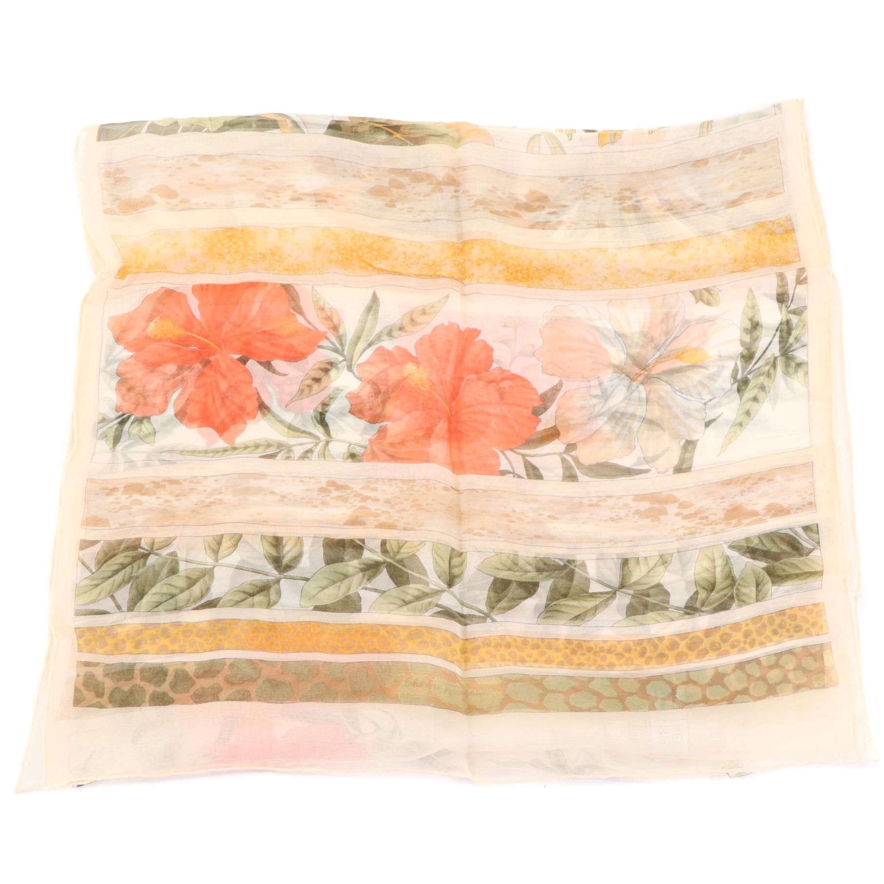 Salvatore Ferragamo Floral Printed Silk Scarf