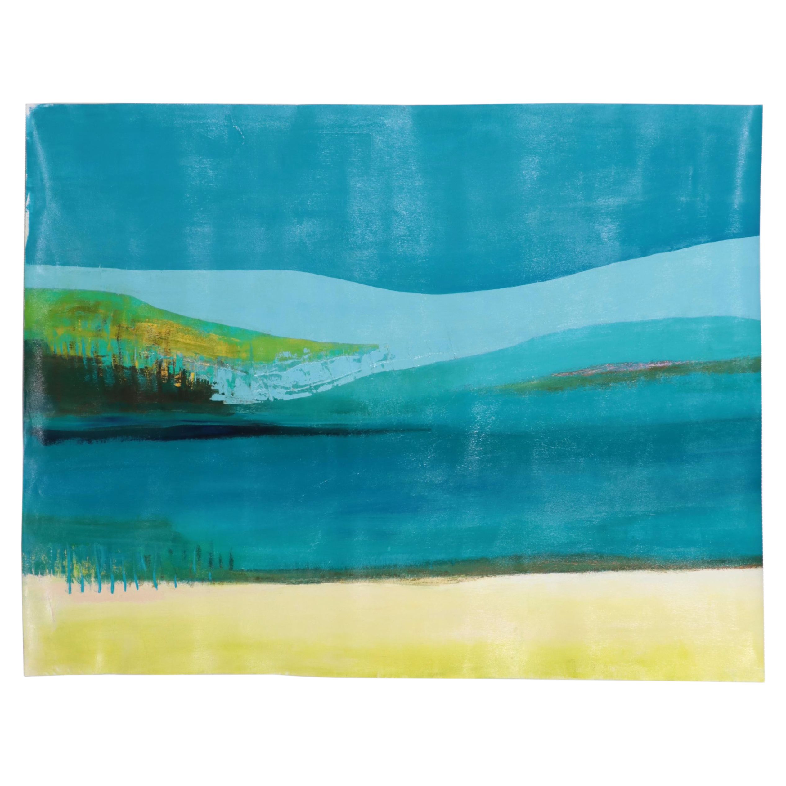 Lee Hafer Abstract Mixed Media Painting "Côte d'Azur" 21st Century