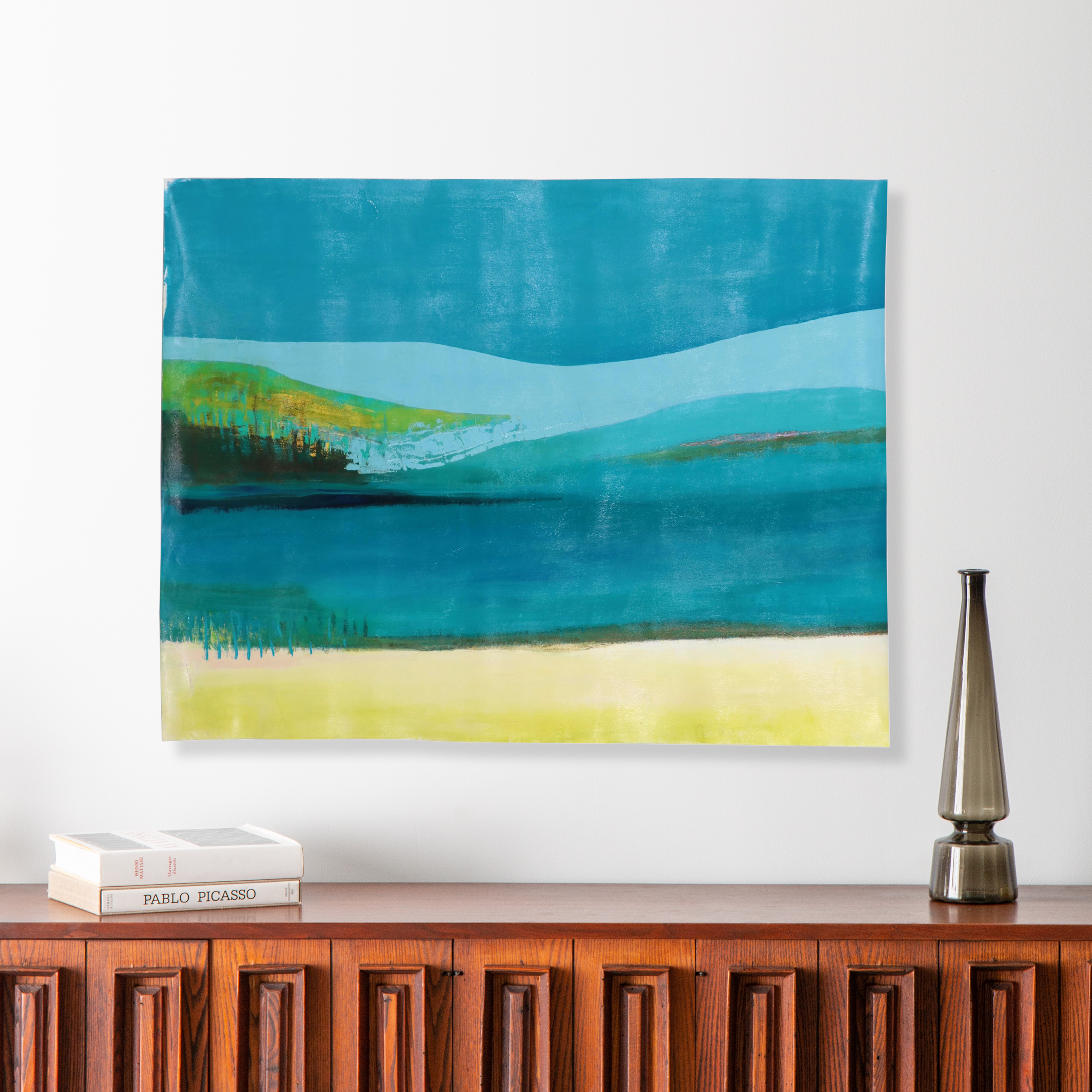 Lee Hafer Abstract Mixed Media Painting "Côte d'Azur" 21st Century