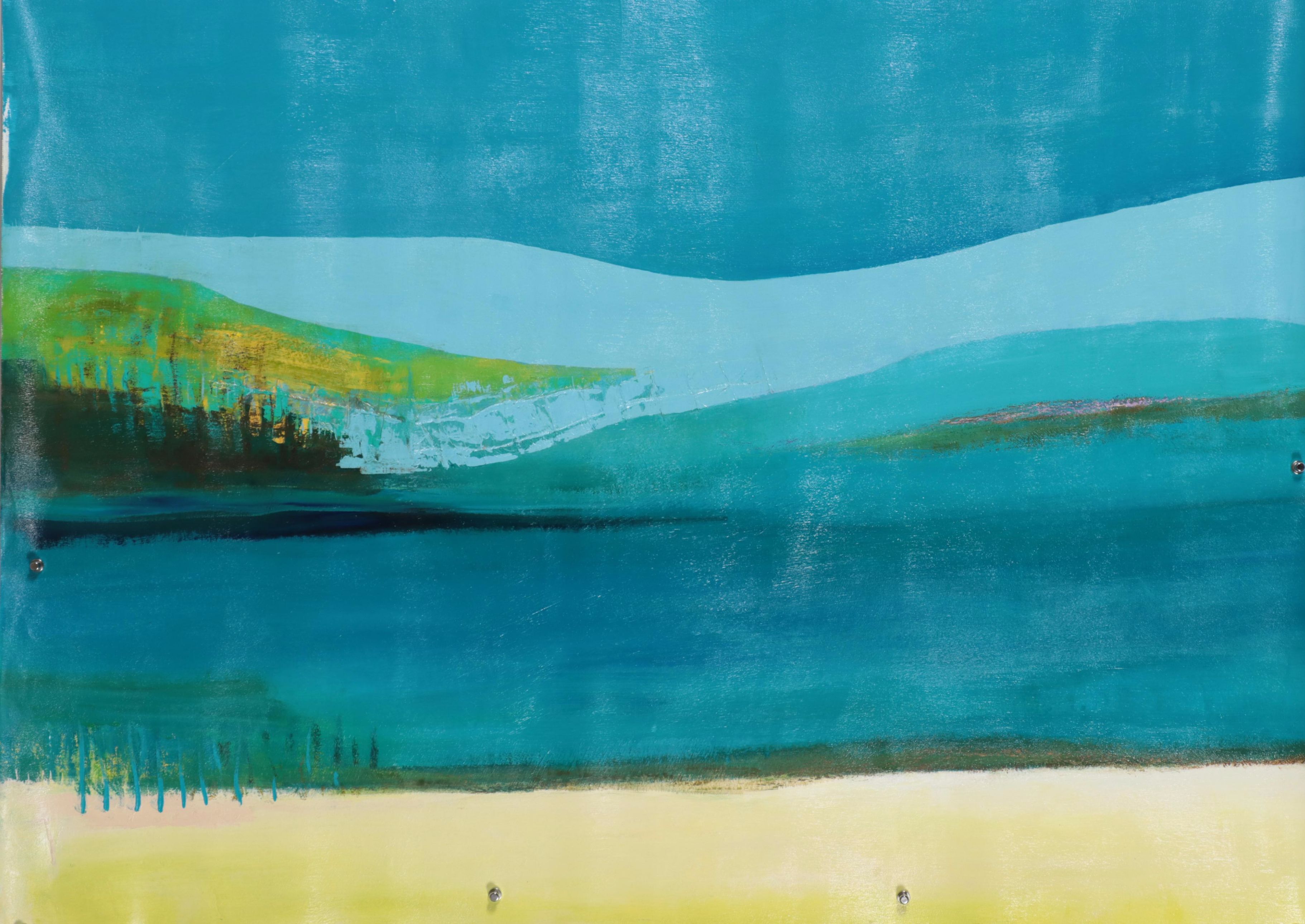 Lee Hafer Abstract Mixed Media Painting "Côte d'Azur" 21st Century