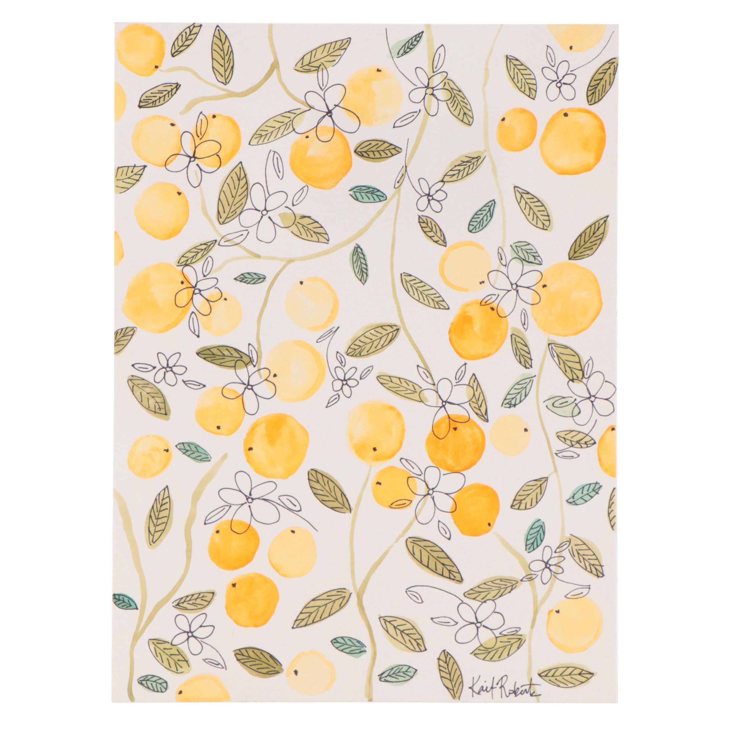 Kait Roberts Ink and Watercolor Painting "Clementine," 2018