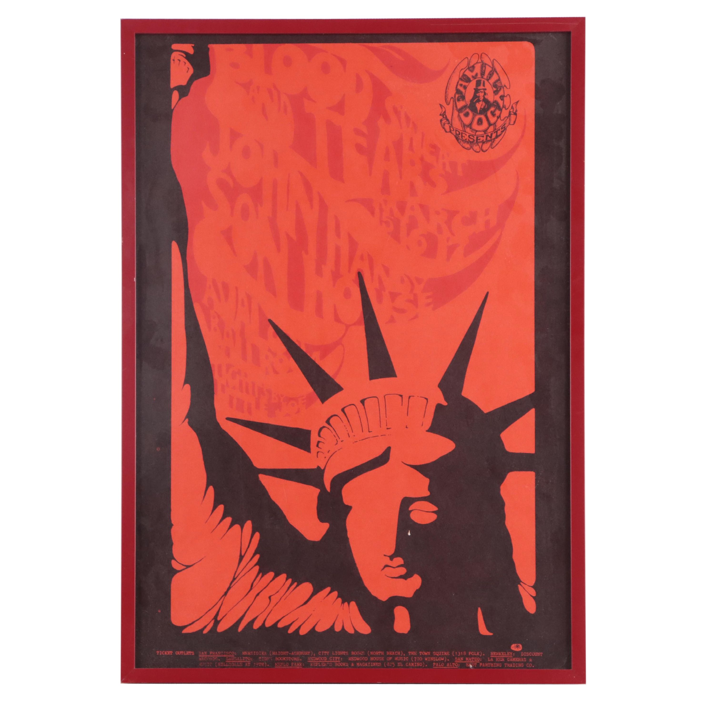 Blood Sweat and Tears Color Lithograph Stanley Mouse Concert Poster, 1967