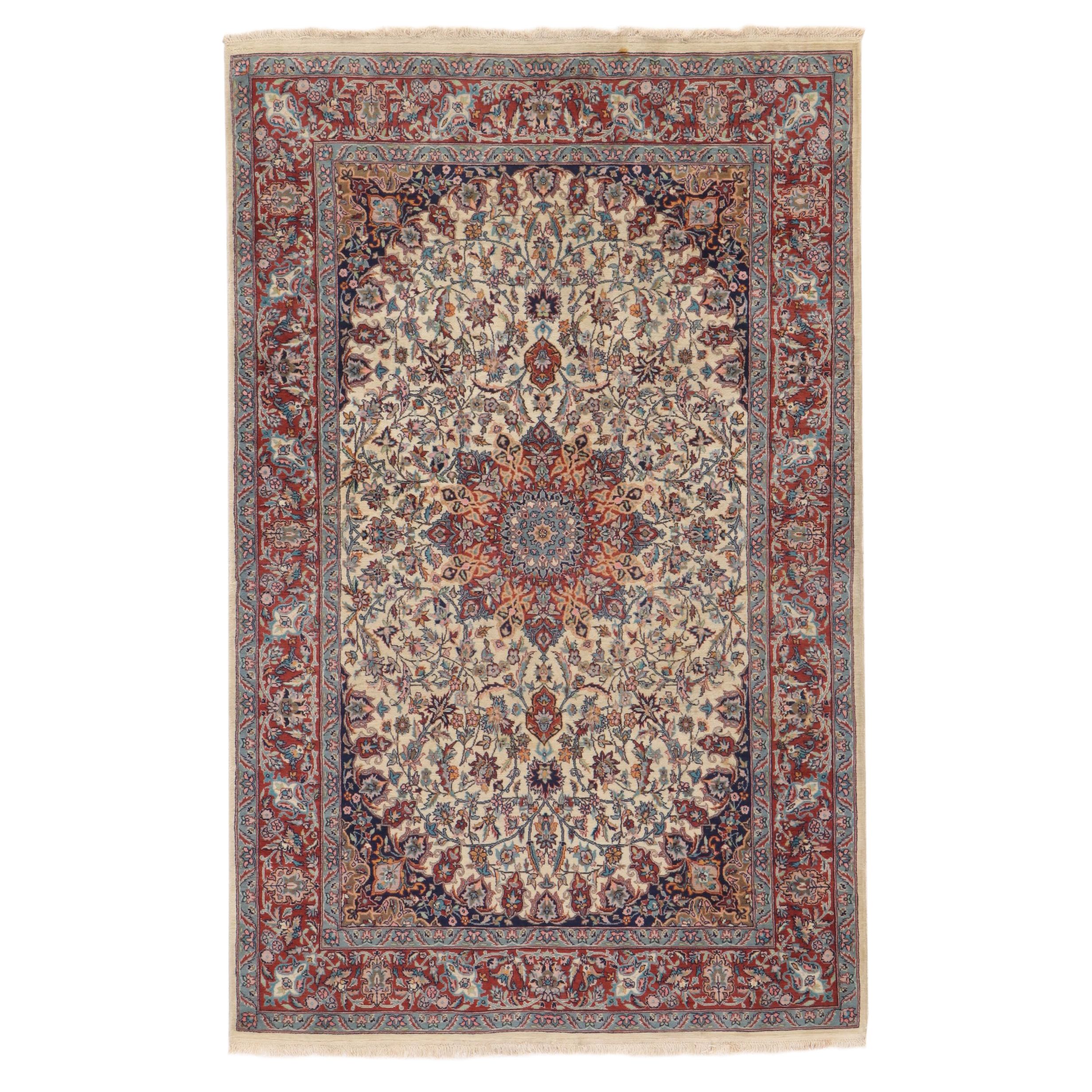 4'7 x 7'5 Hand-Knotted Pakistani Persian Tabriz Area Rug, 2000s