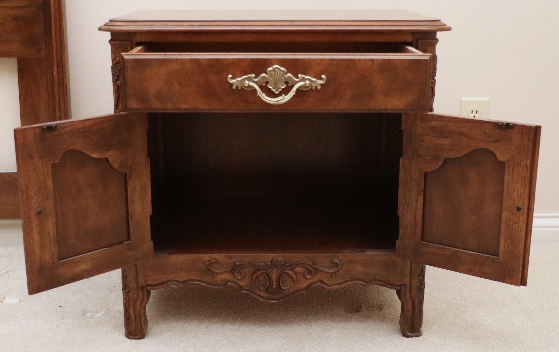 Drexel Heritage "Old Continent" Walnut King Headboard and Nightstands